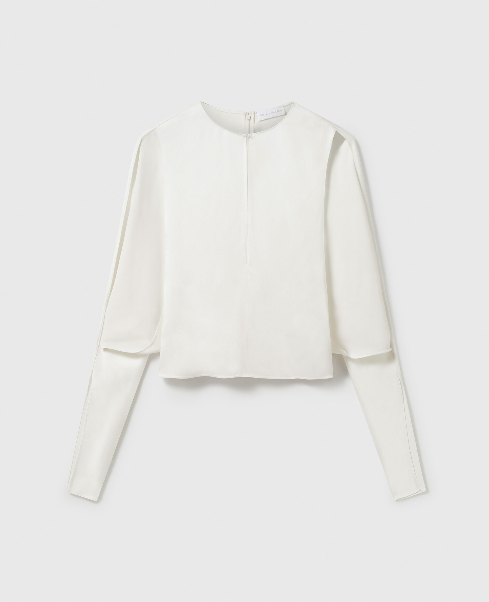 Cape-Sleeve Cut-Out Satin Top