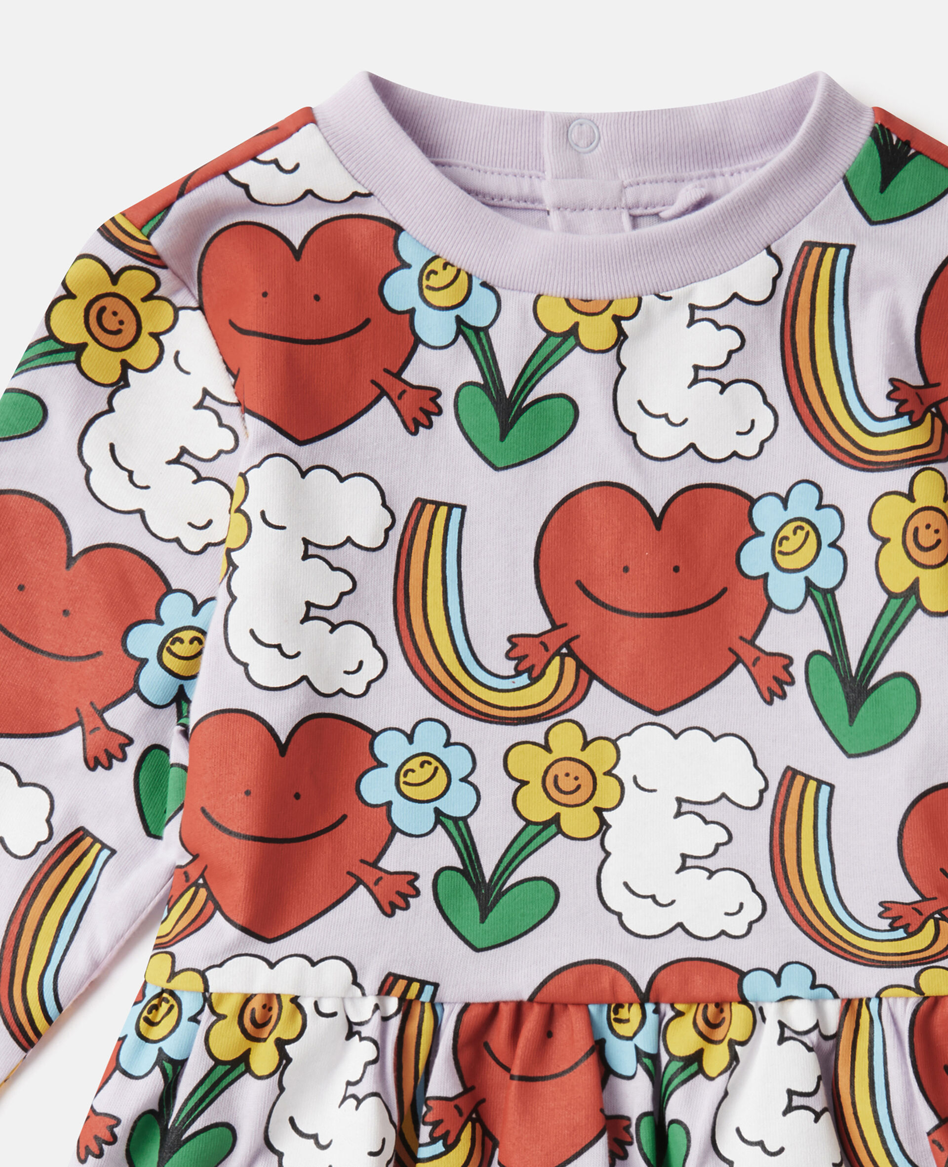 Earth Friends Print Long-Sleeve Dress