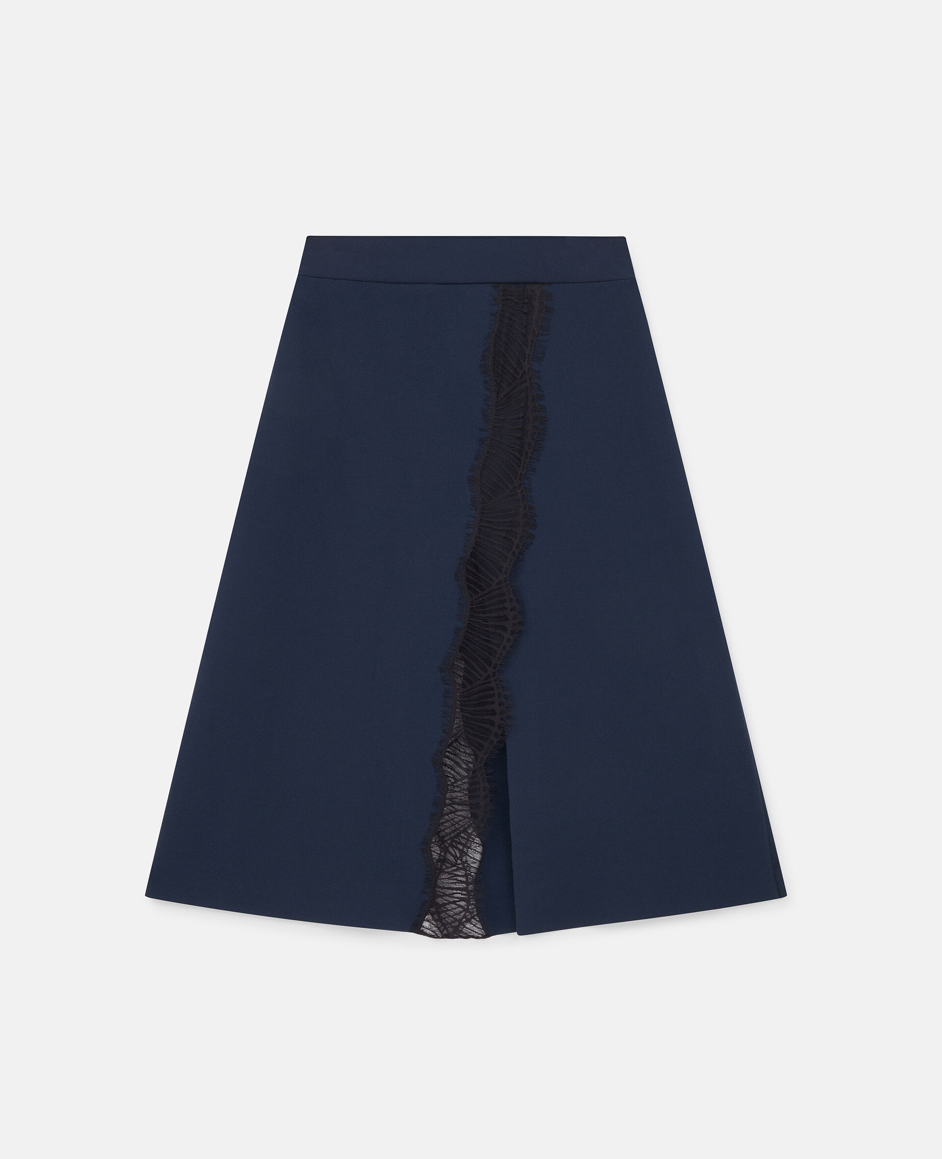 Lace Insert Mid-Rise Midi Skirt