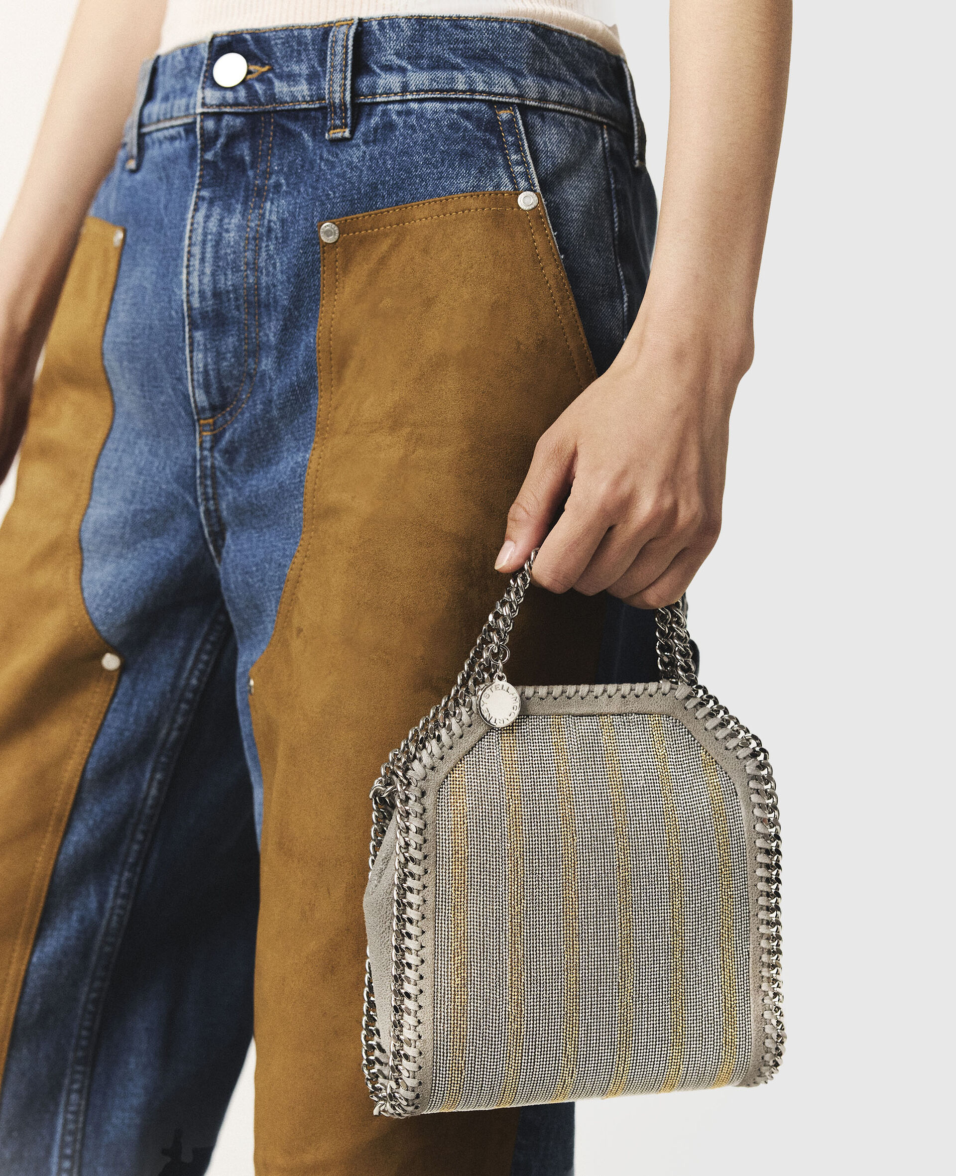 Limited-Edition Falabella Metallic Chain-Embroidered Tiny Tote Bag