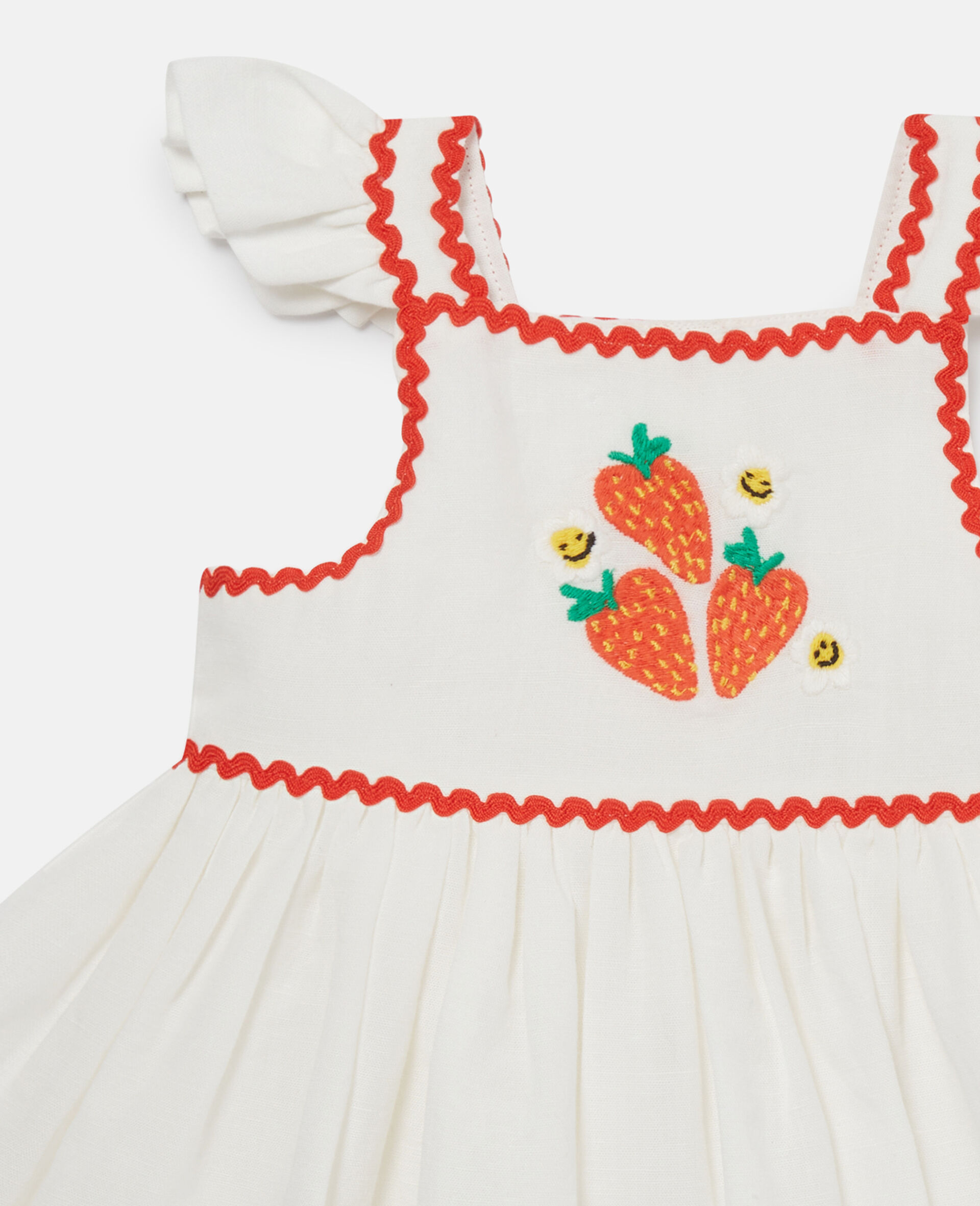 Strawberry Embroidered Cap-Sleeve Dress