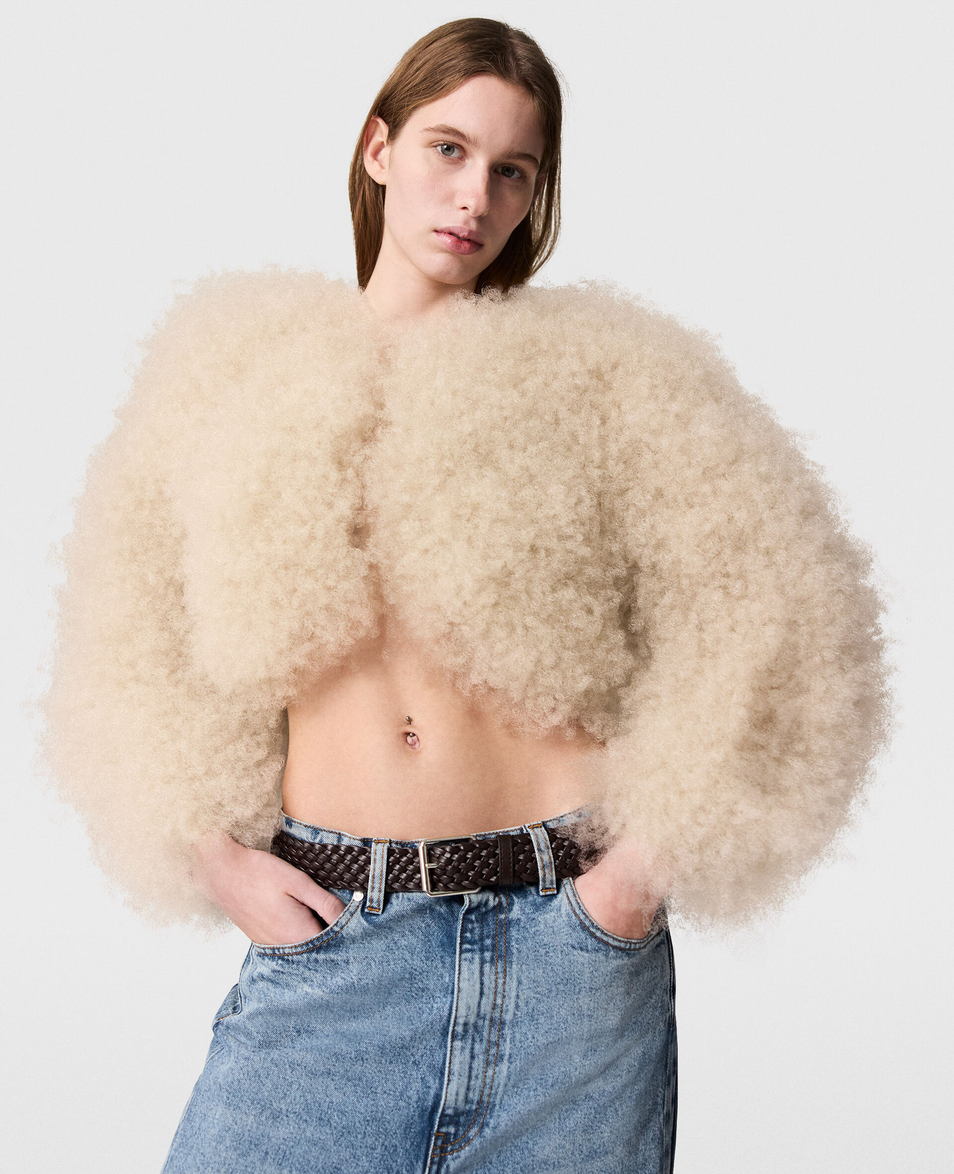 Fluffy Peekaboo Long-Sleeve Cardigan