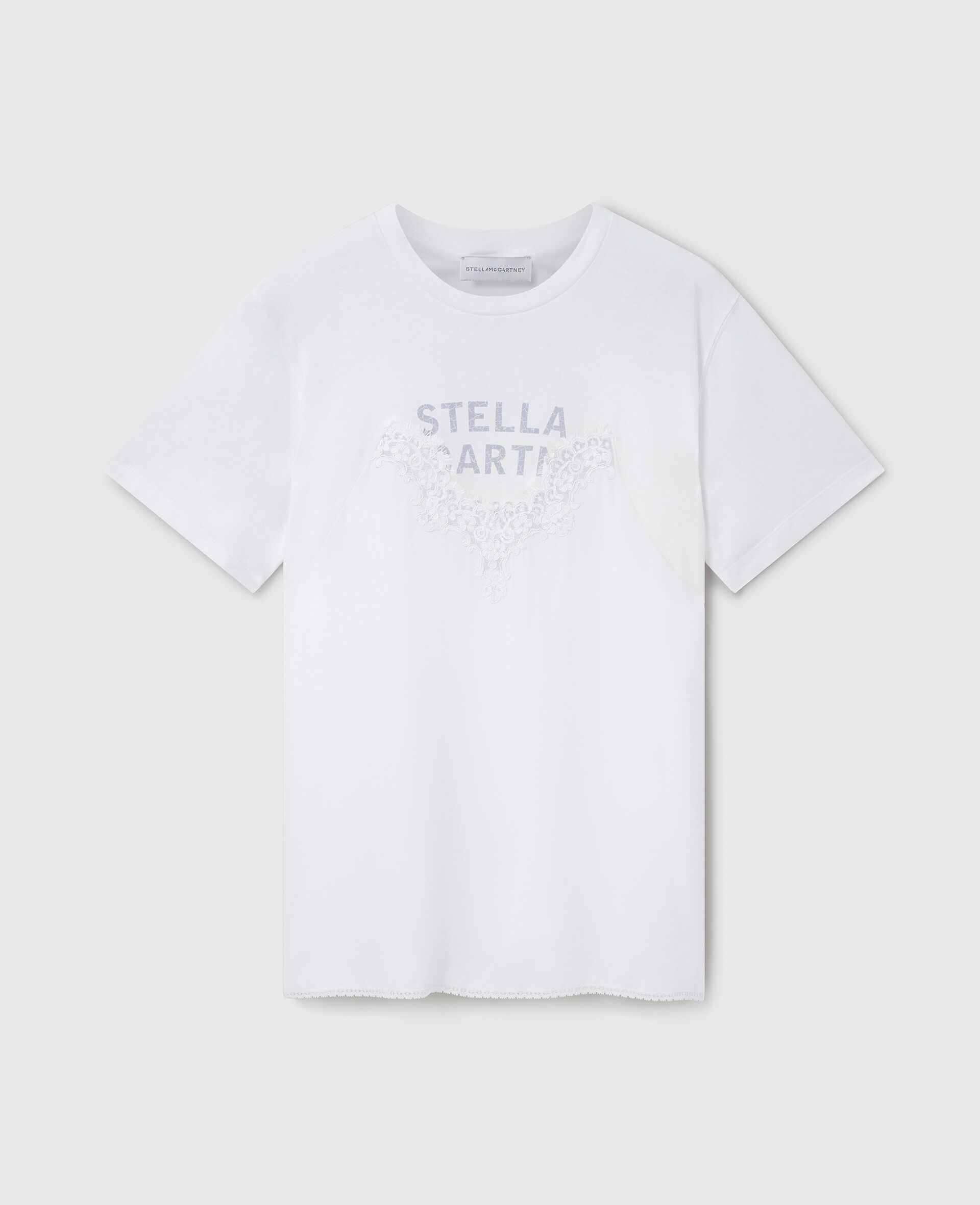 Lace-Insert Graphic Boxy T-Shirt