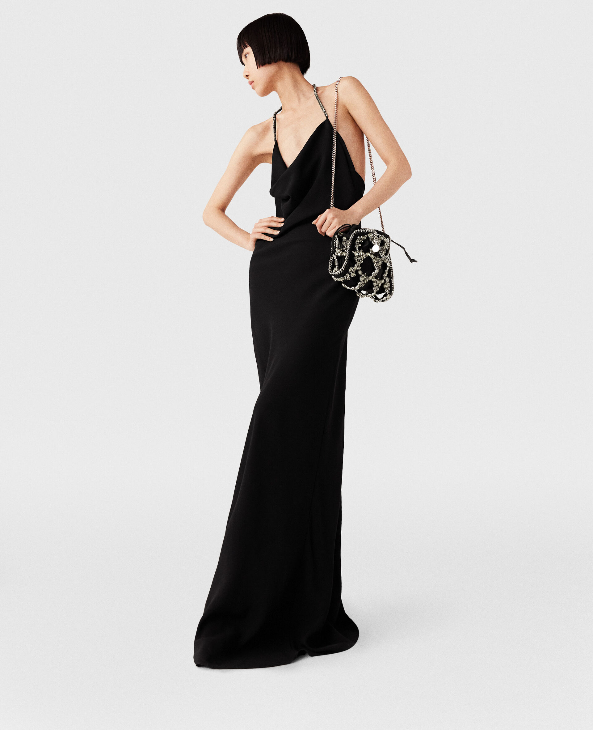 Plunge Crystal Halterneck Maxi Dress