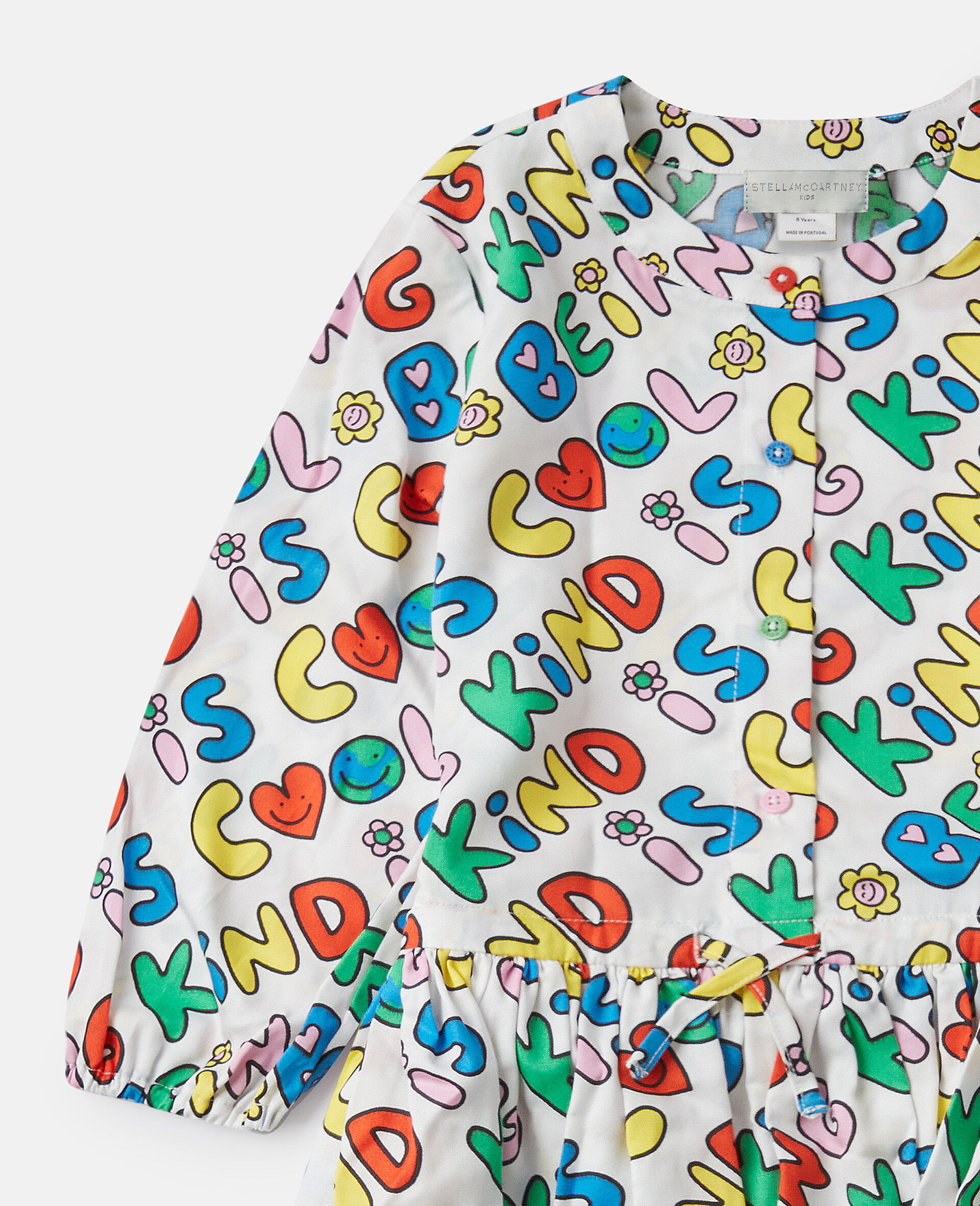 Earth Friends Text Print Long-Sleeve Dress