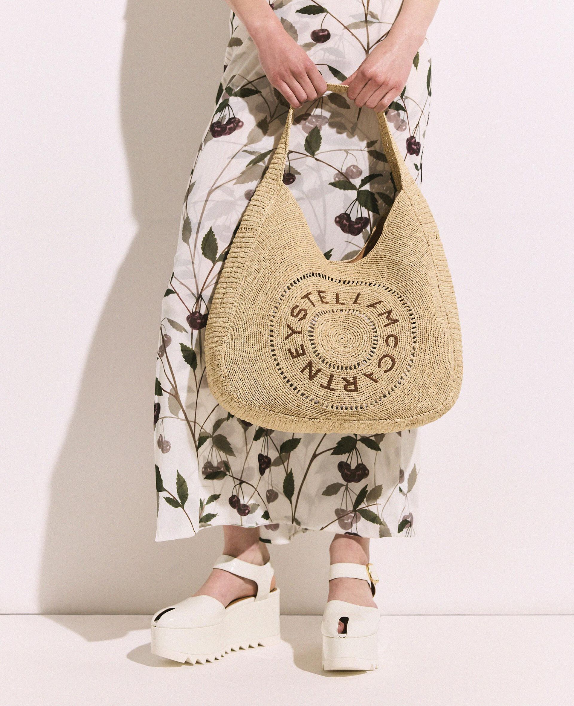 Logo Raffia Slouchy Large Tote Bag