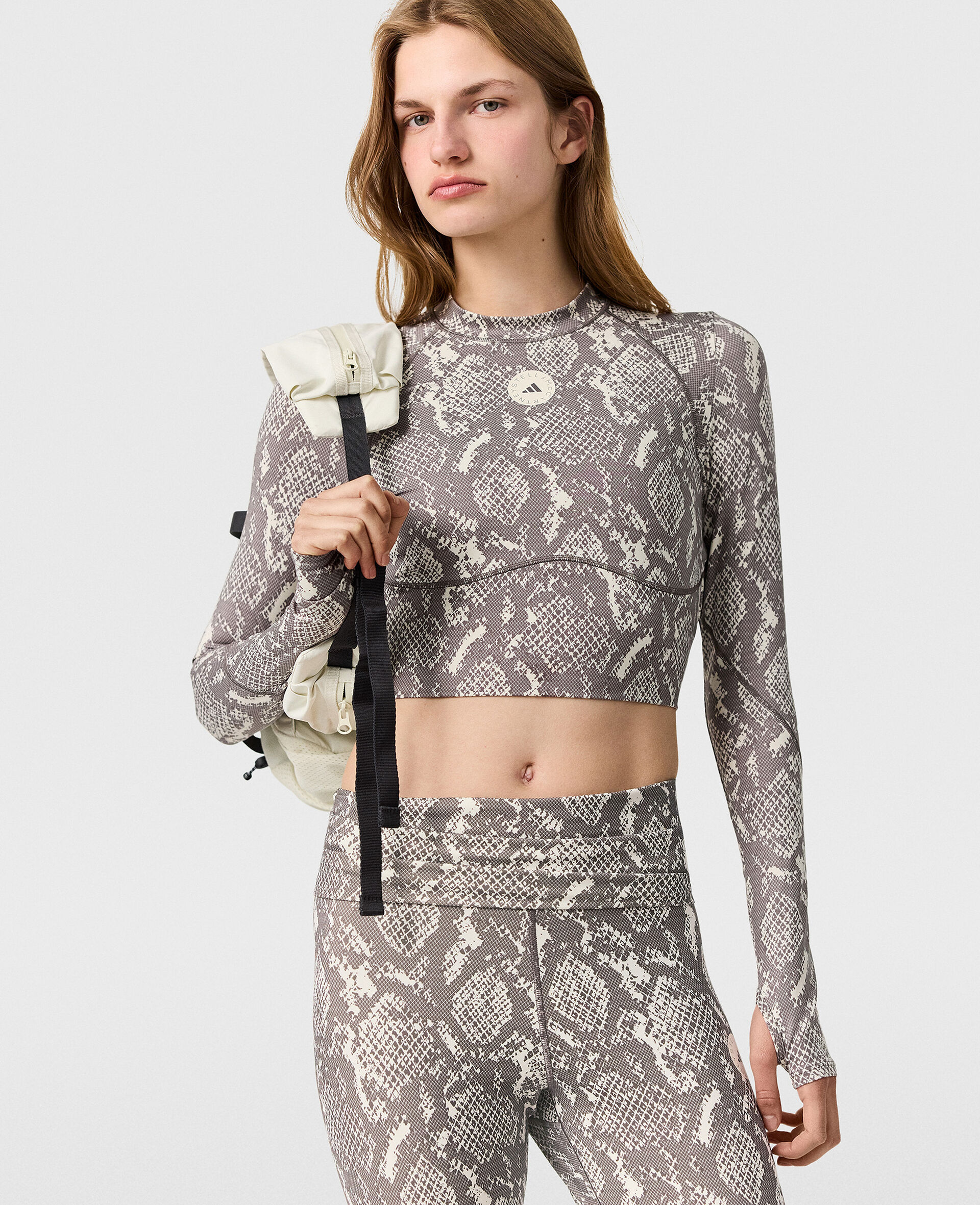TruePurpose Training Snake Print Long-Sleeve Cropped Top