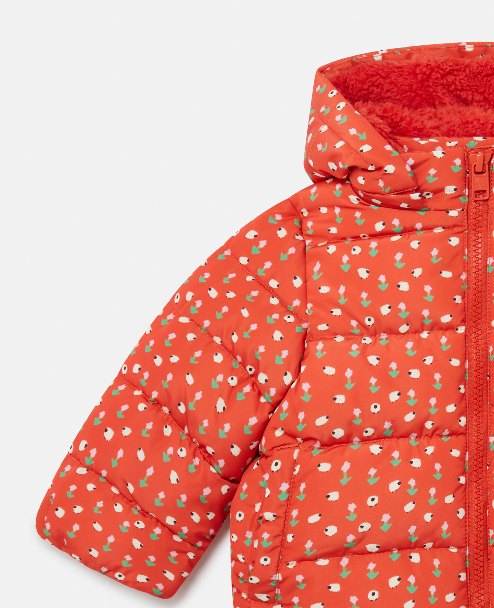Floral Pattern Hooded Puffer Coat