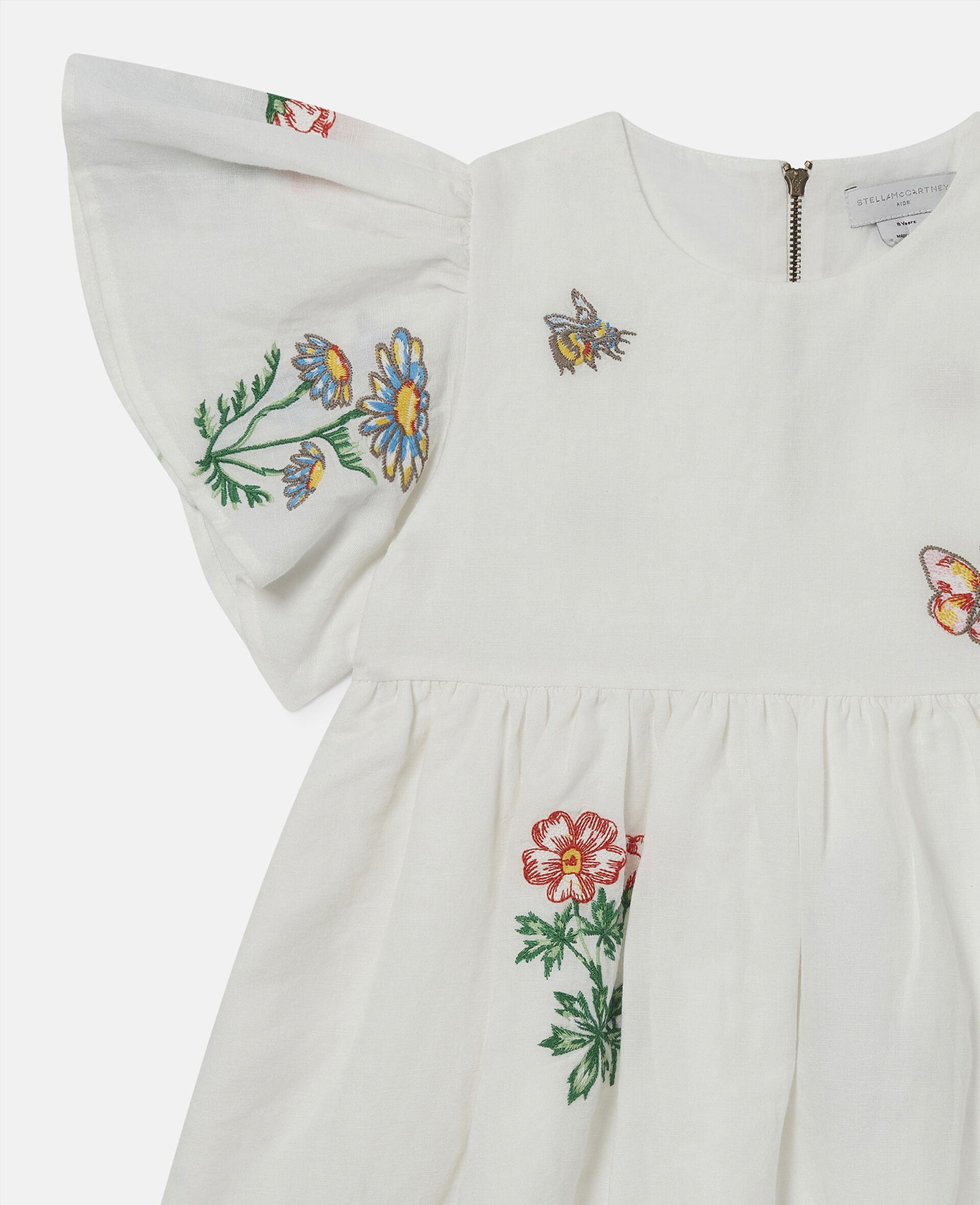 Flower Embroidered Cap-Sleeve Dress
