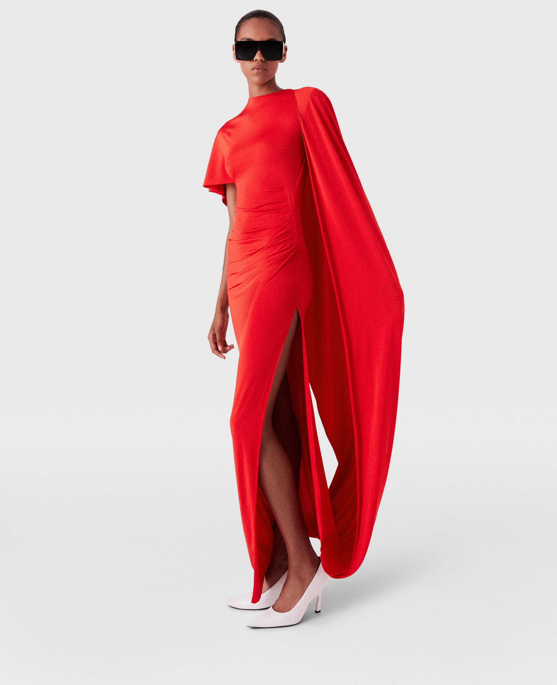 Asymmetric Cape Maxi Dress