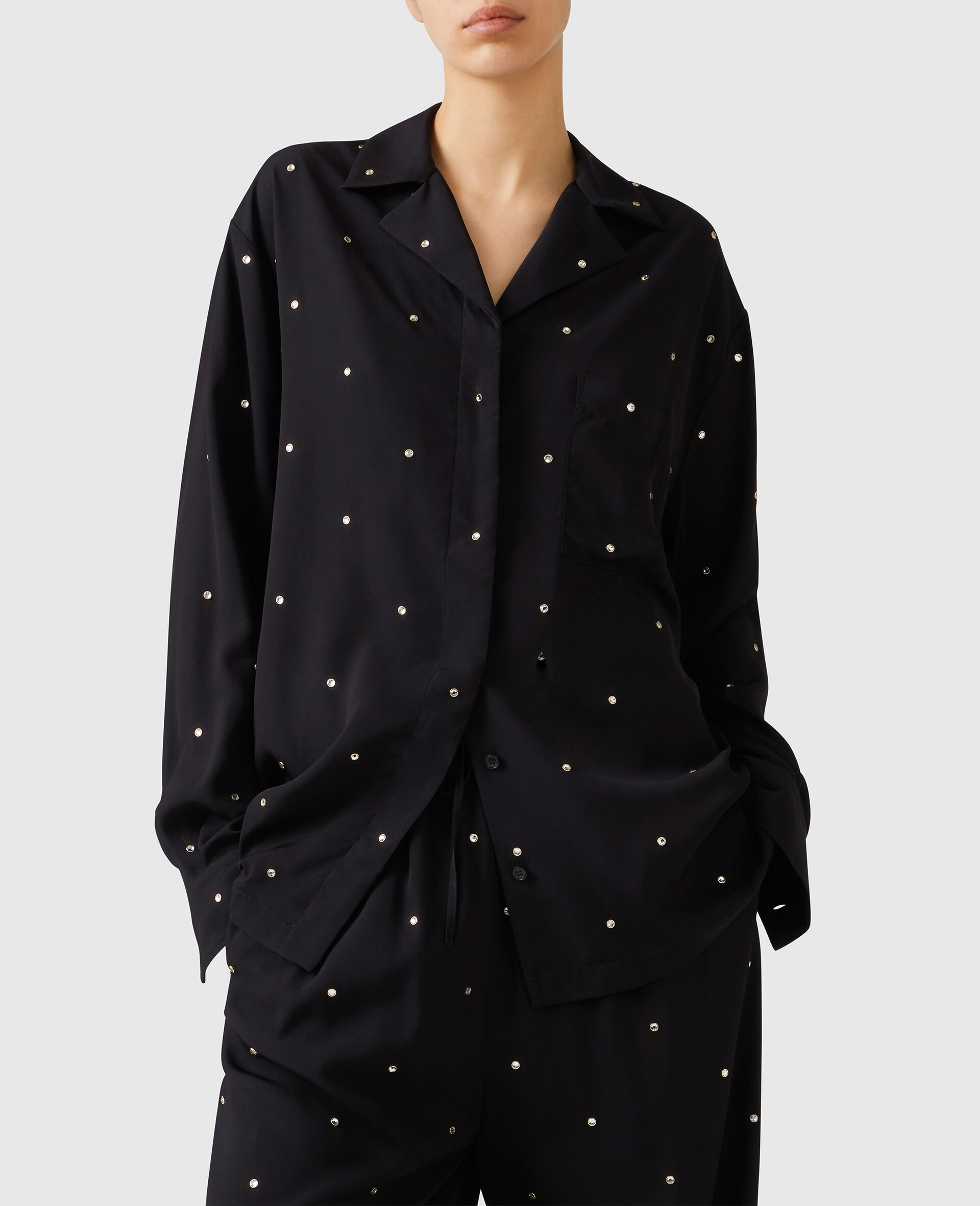 Lead-Free Crystal Oversized Shirt