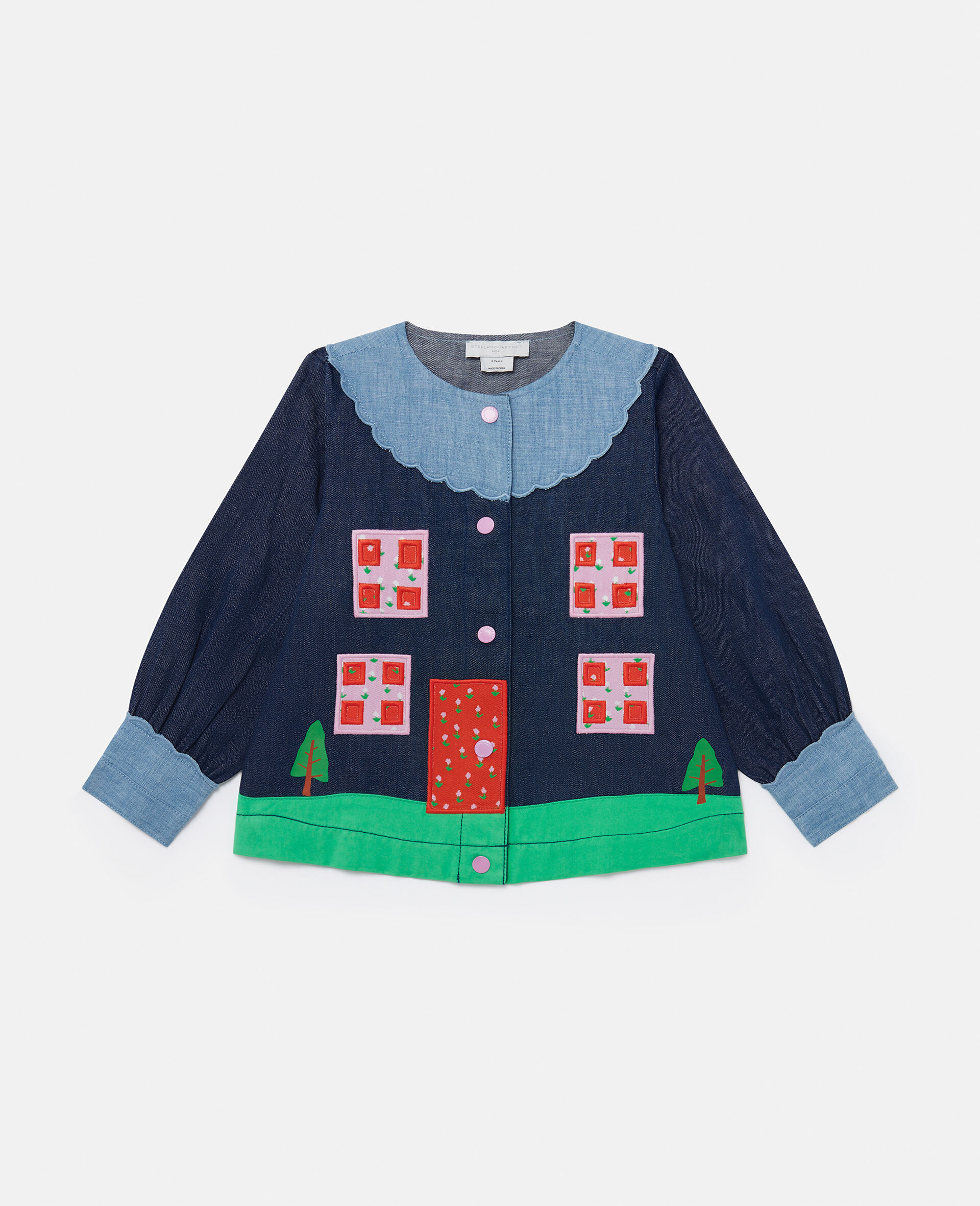 Farmyard Appliqué Long-Sleeve Blouse