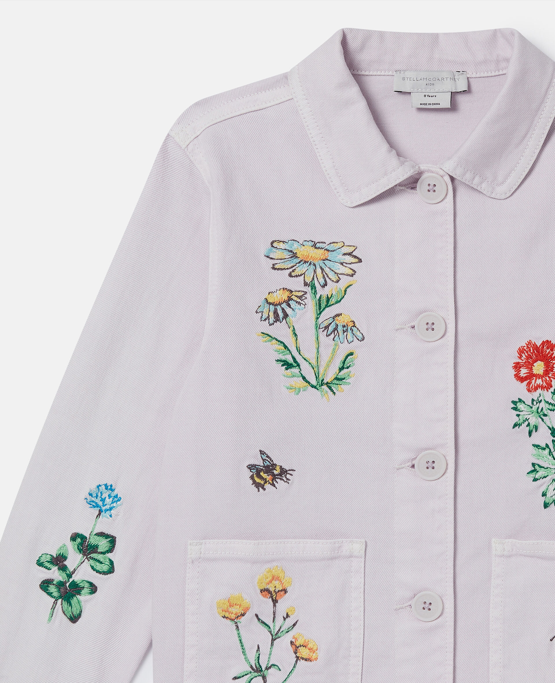 Flower Embroidered Collared Jacket
