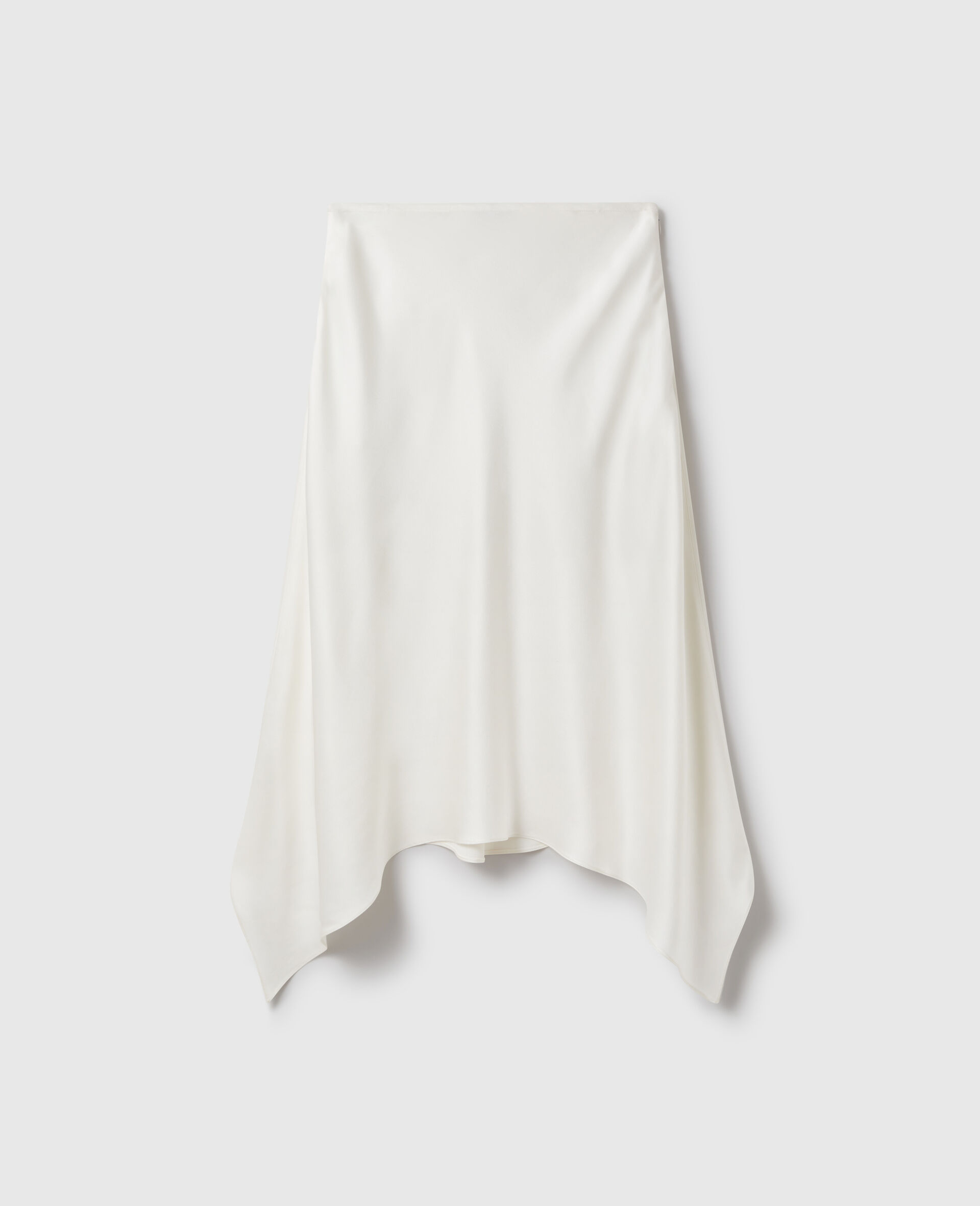 Curved Hem Satin Midi Skirt