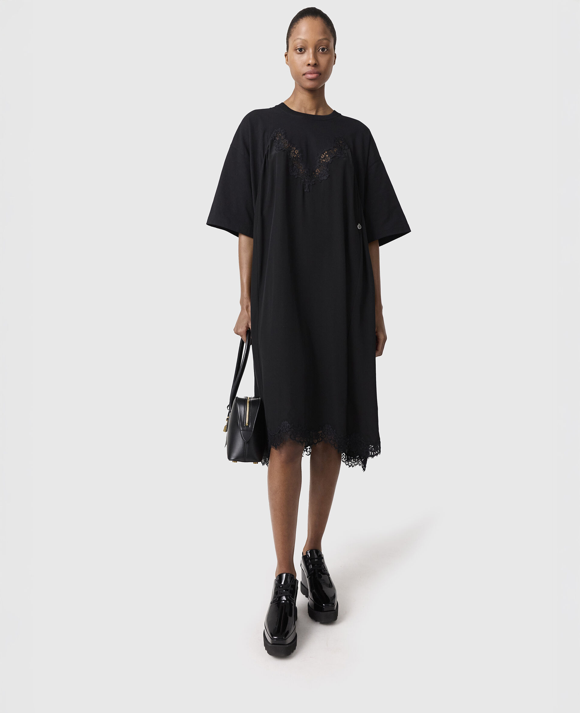 Lace Insert Short Sleeve Maxi Dress