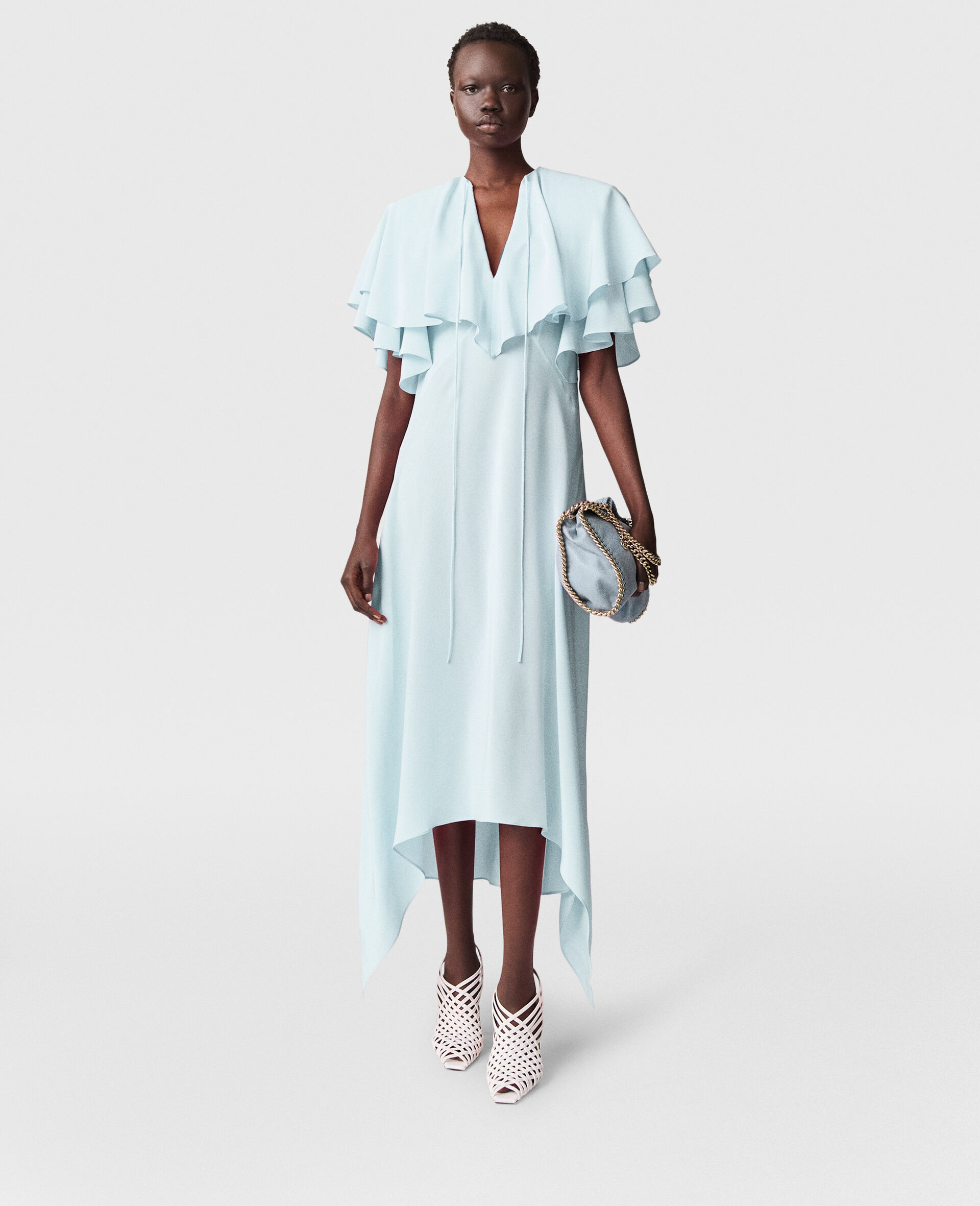 Layered Short-Sleeve Semi-Sheer Midi Dress