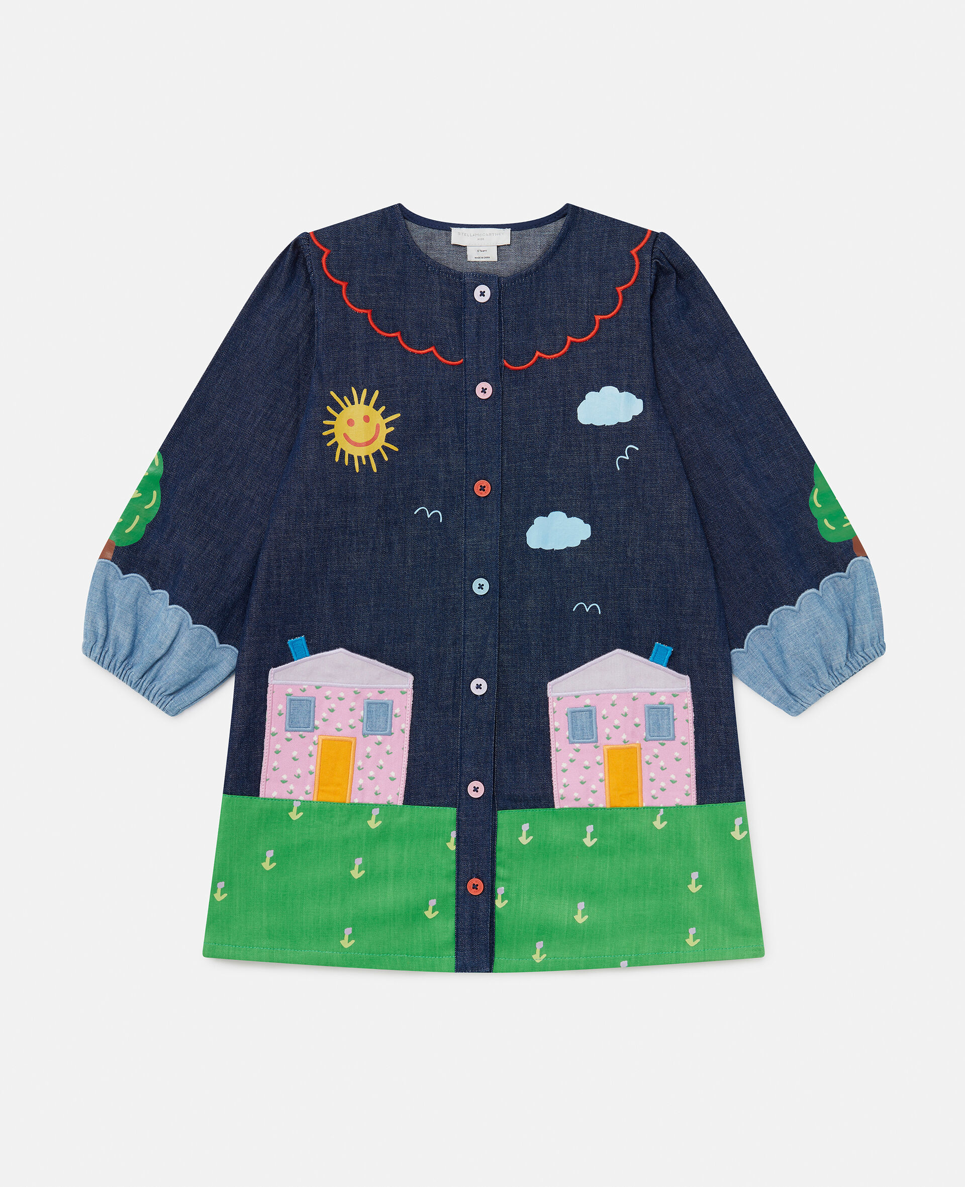 Farmyard Appliqué Long-Sleeve Dress