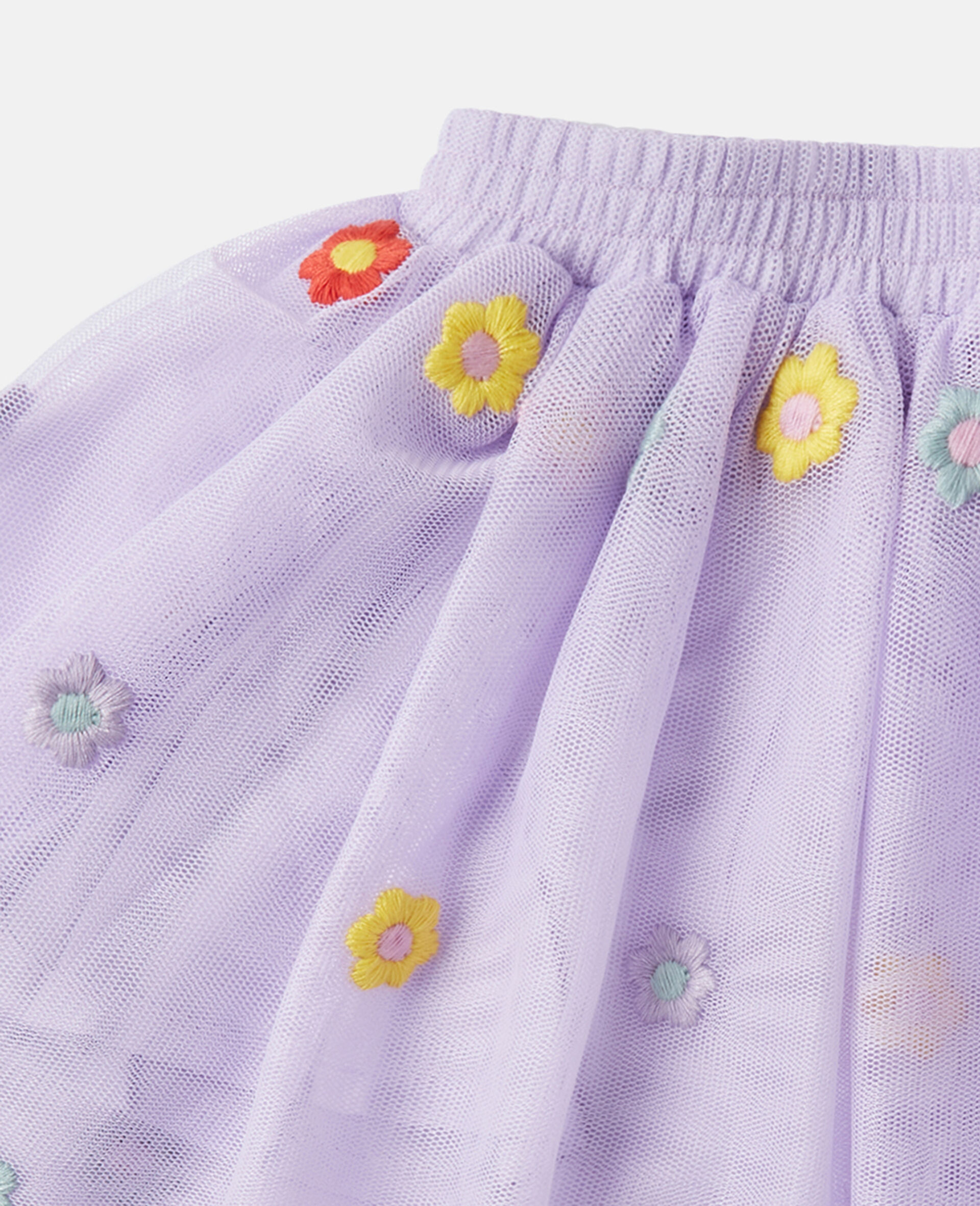 Floral-Embroidered Tulle Skirt