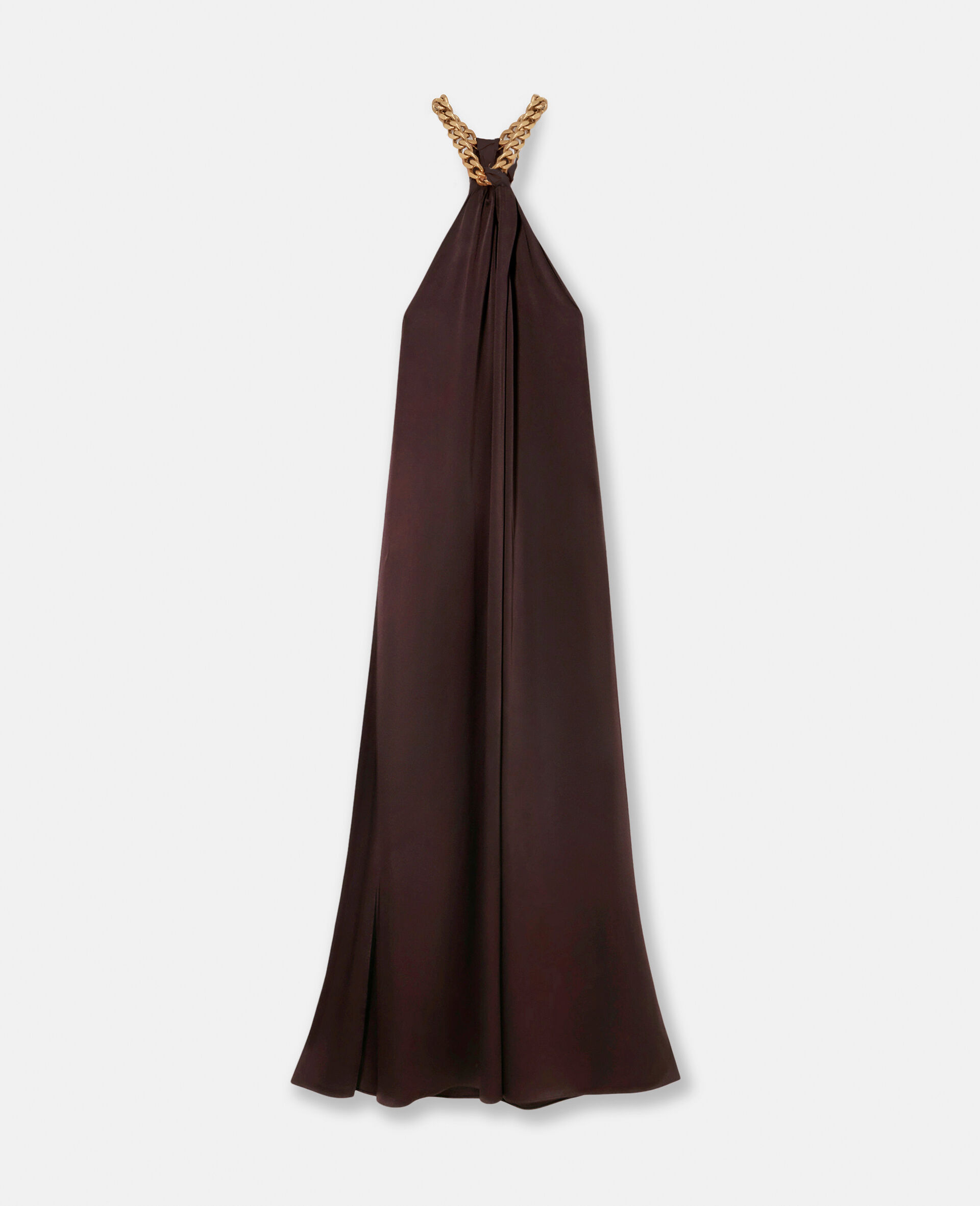 Chain Halterneck Satin Maxi Dress