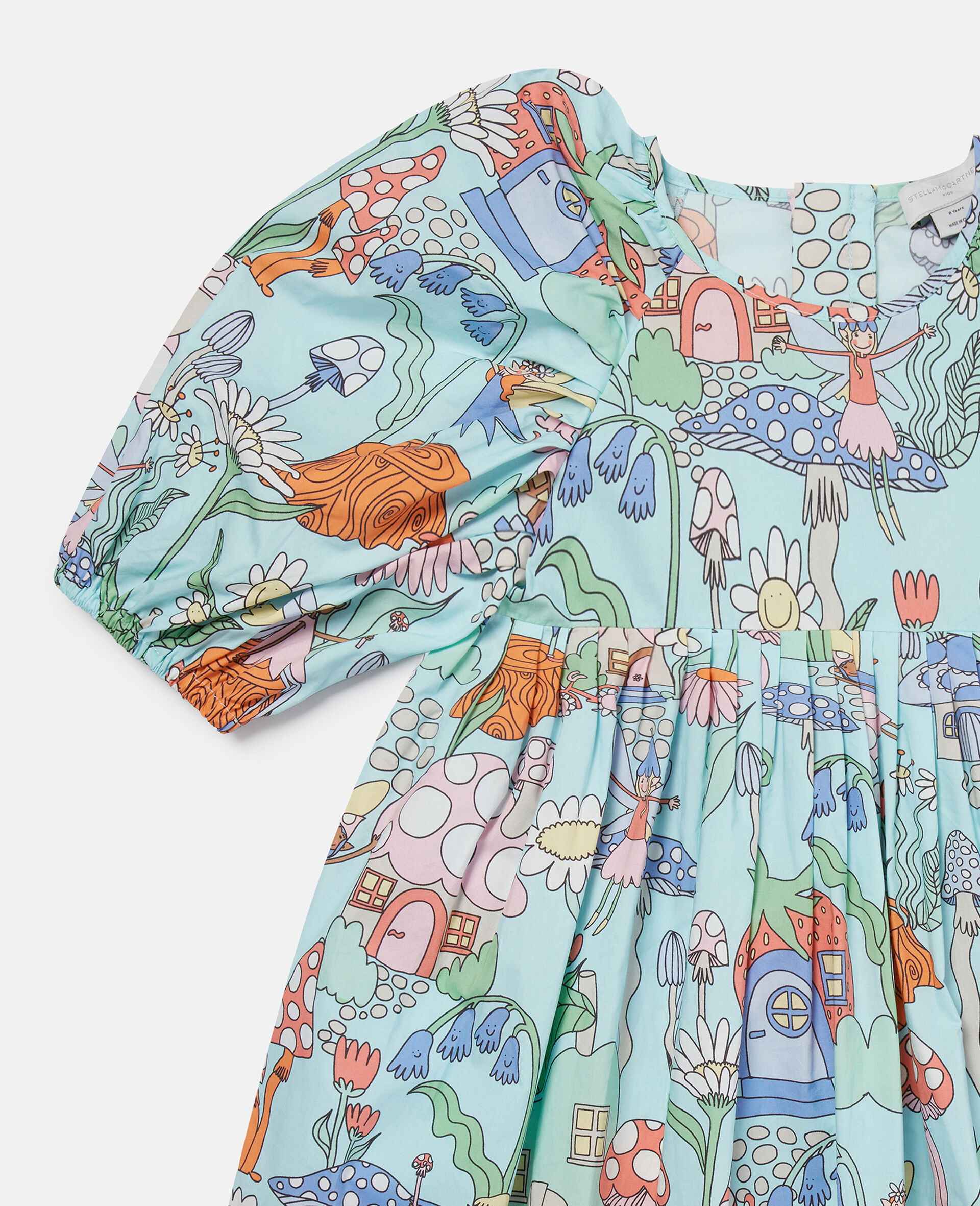 Woodland Print Pleated Short-Sleeve Dress