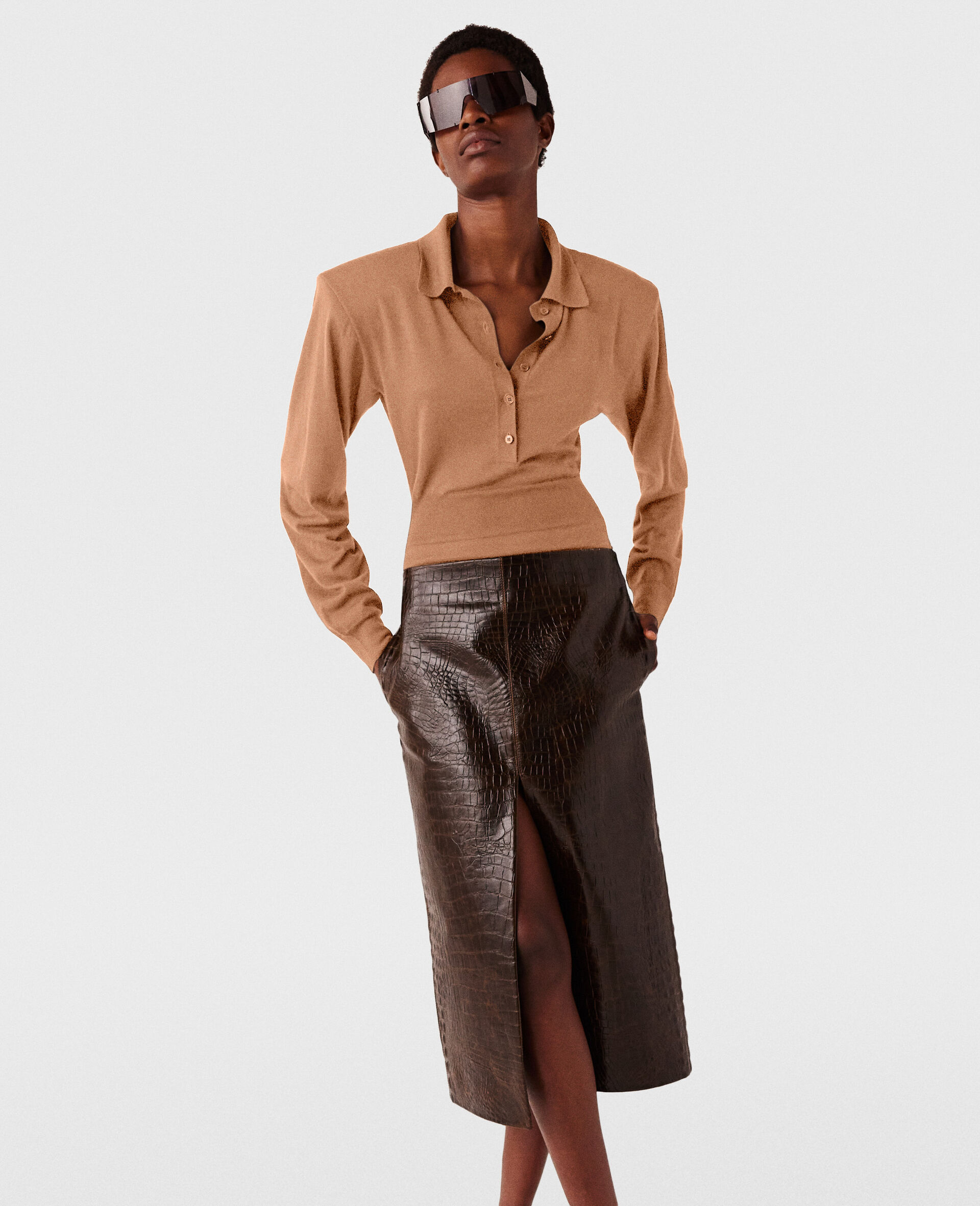 Crocodile Embossed Midi Skirt