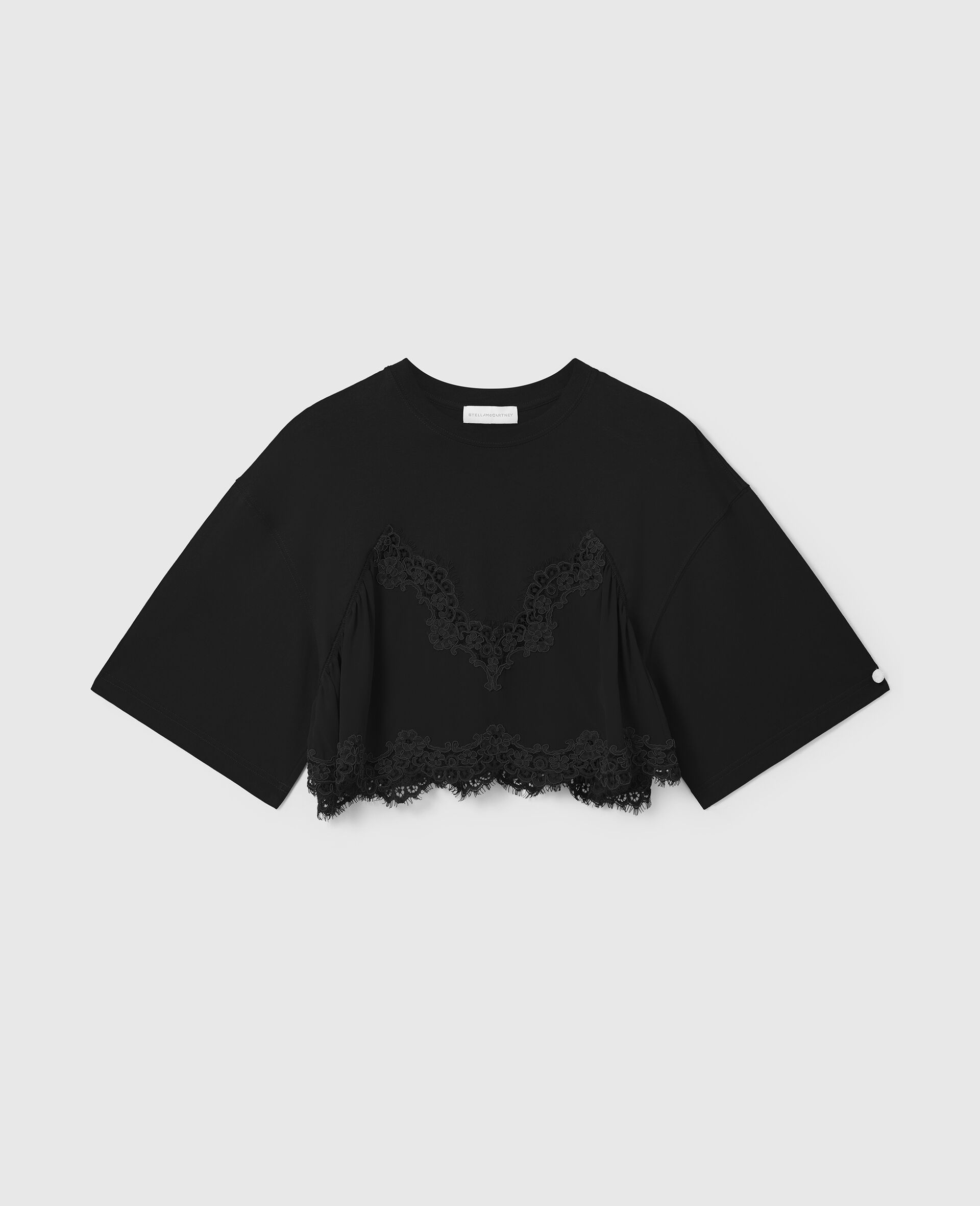 Lace Insert Cropped T-Shirt