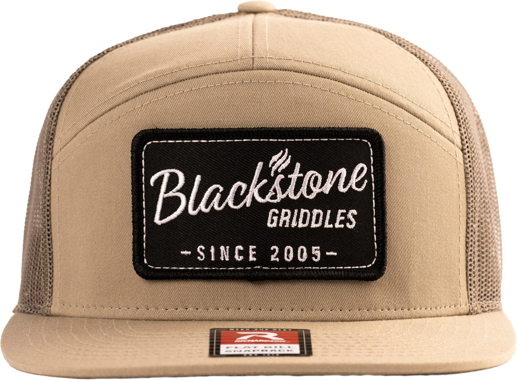 Richardson 168 7 Panel Trucker - Split Pale Khaki/Loden, Blackstone Griddles patch