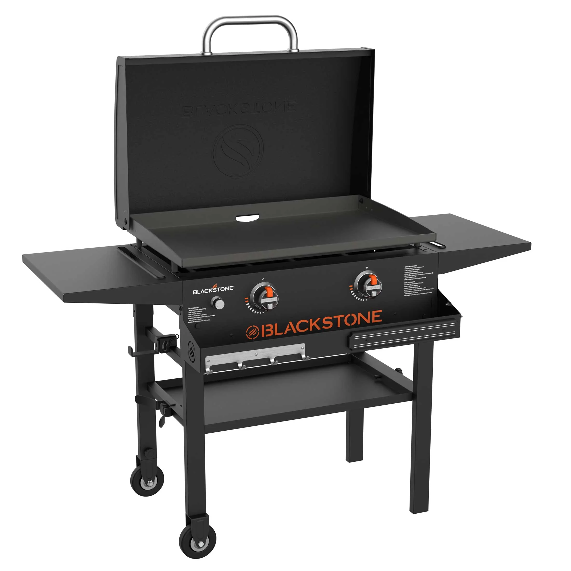 28 inch griddle with hood and front shelf