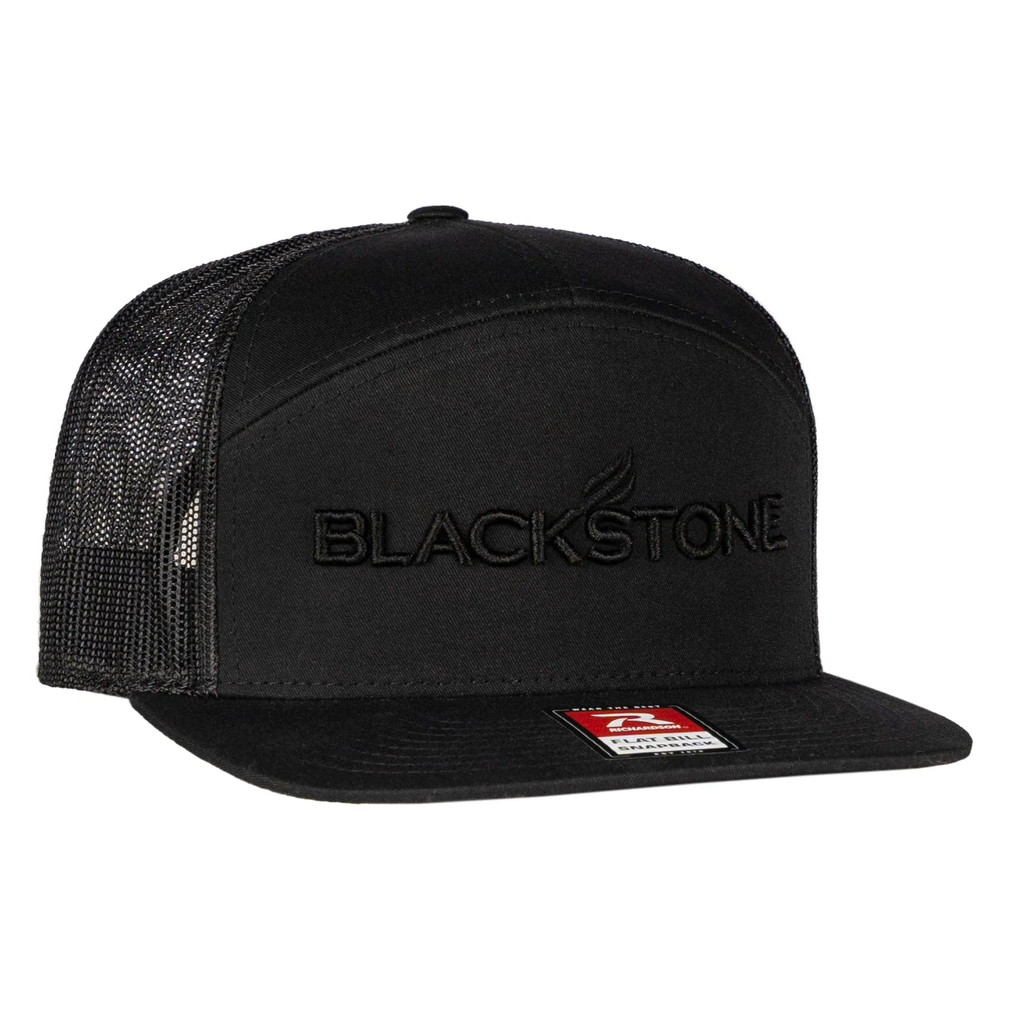 Hat - Black Flat Panel with Blackstone logo embroidery