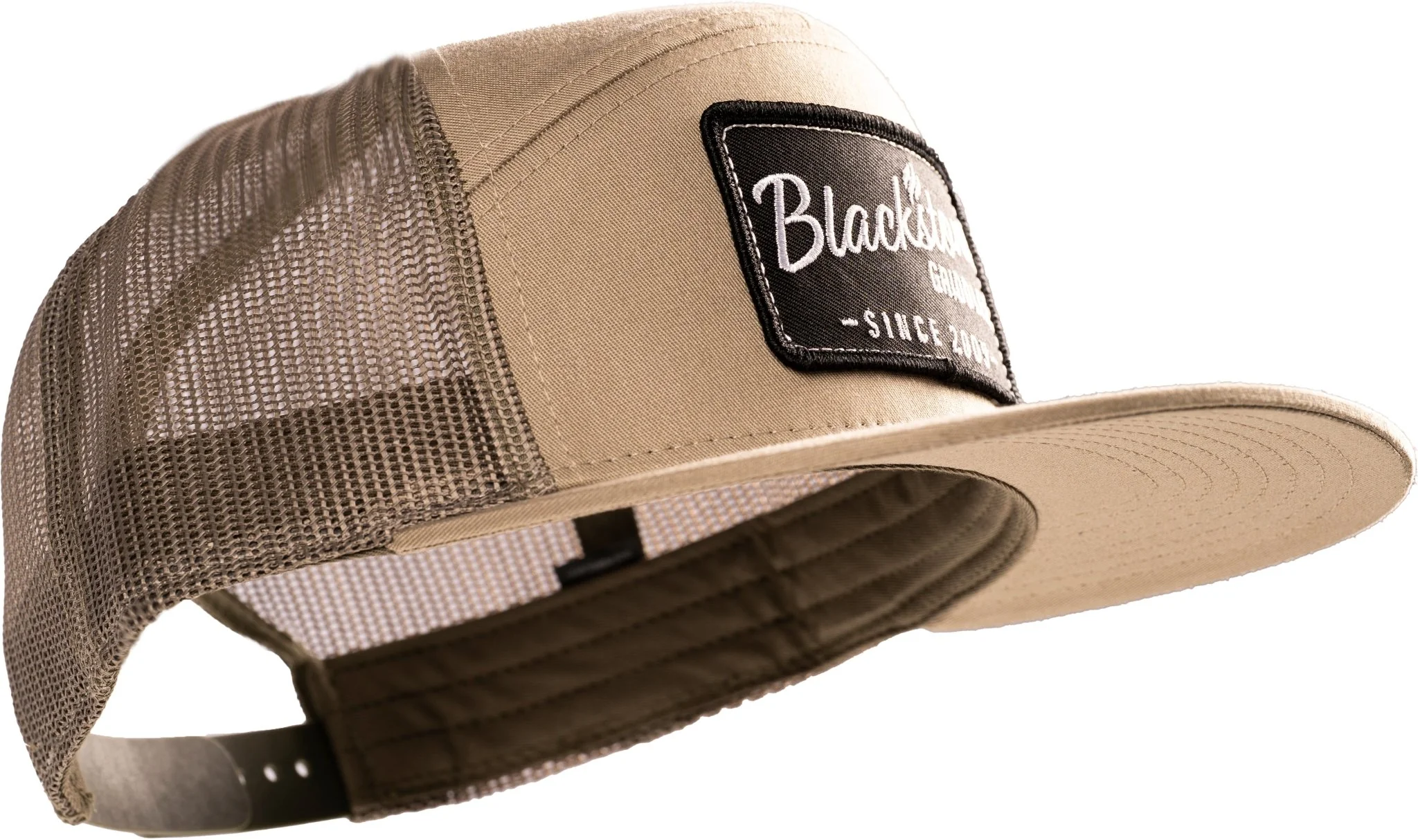 Richardson 168 7 Panel Trucker - Split Pale Khaki/Loden, Blackstone Griddles patch