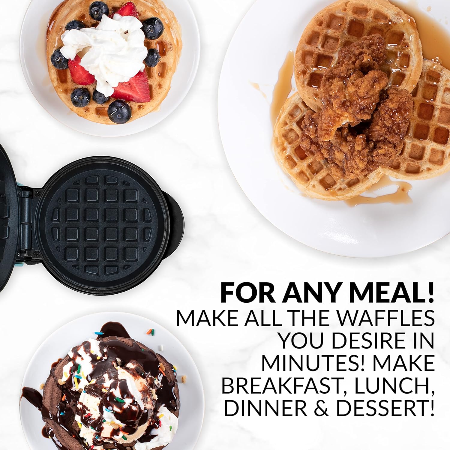 Nostalgia MyMini Cars and Trucks Shape Electric Waffle Maker, 5-Inch Non-Stick Griddle for Waffles, Hash Browns, Eggs, and More, Yellow