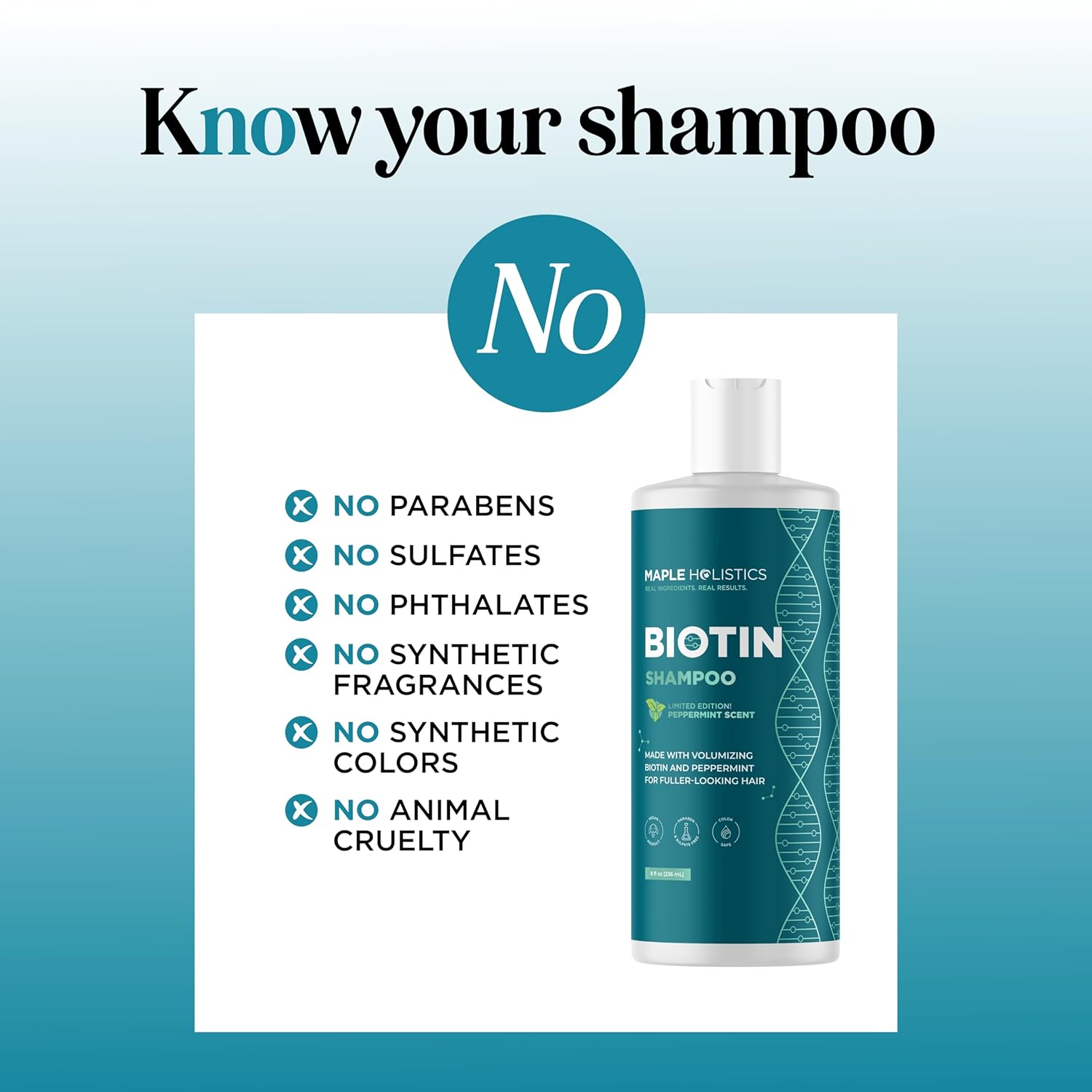 Rosemary and Biotin Shampoo for Thinning Hair - Vegan Volumizing Shampoo for Fine Hair with Argan and Tea Tree Oil - Paraben Silicone and Sulfate Free Shampoo for Dry Damaged Weak and Thin Hair Care