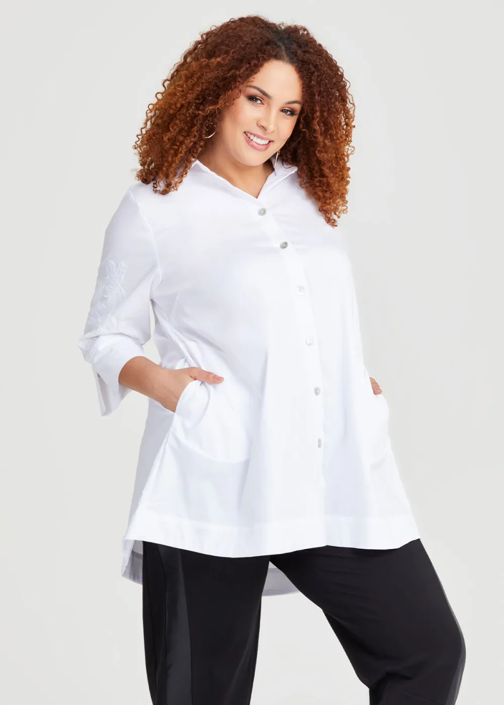 Lace Applique Cotton Shirt