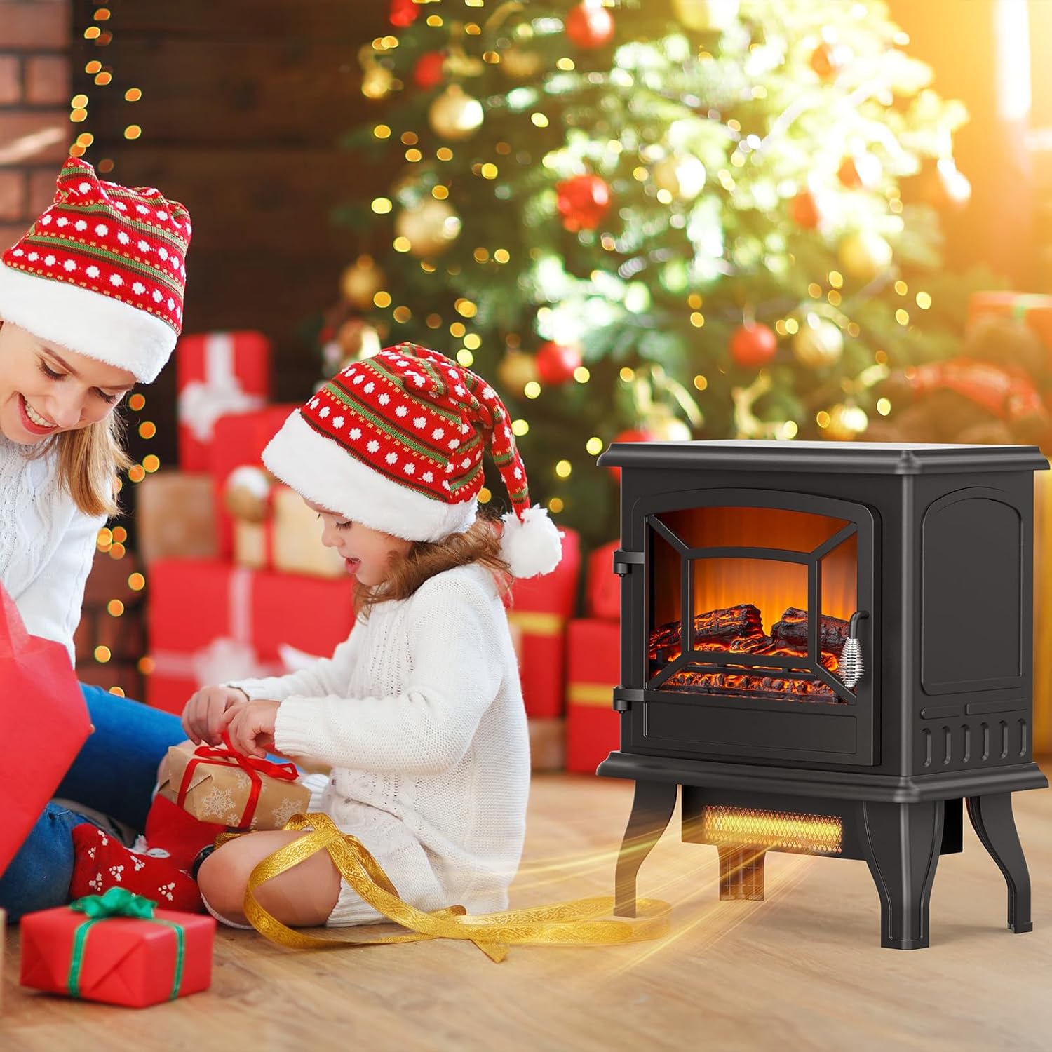 ROVSUN 1500W Electric Fireplace Stove, 22.4