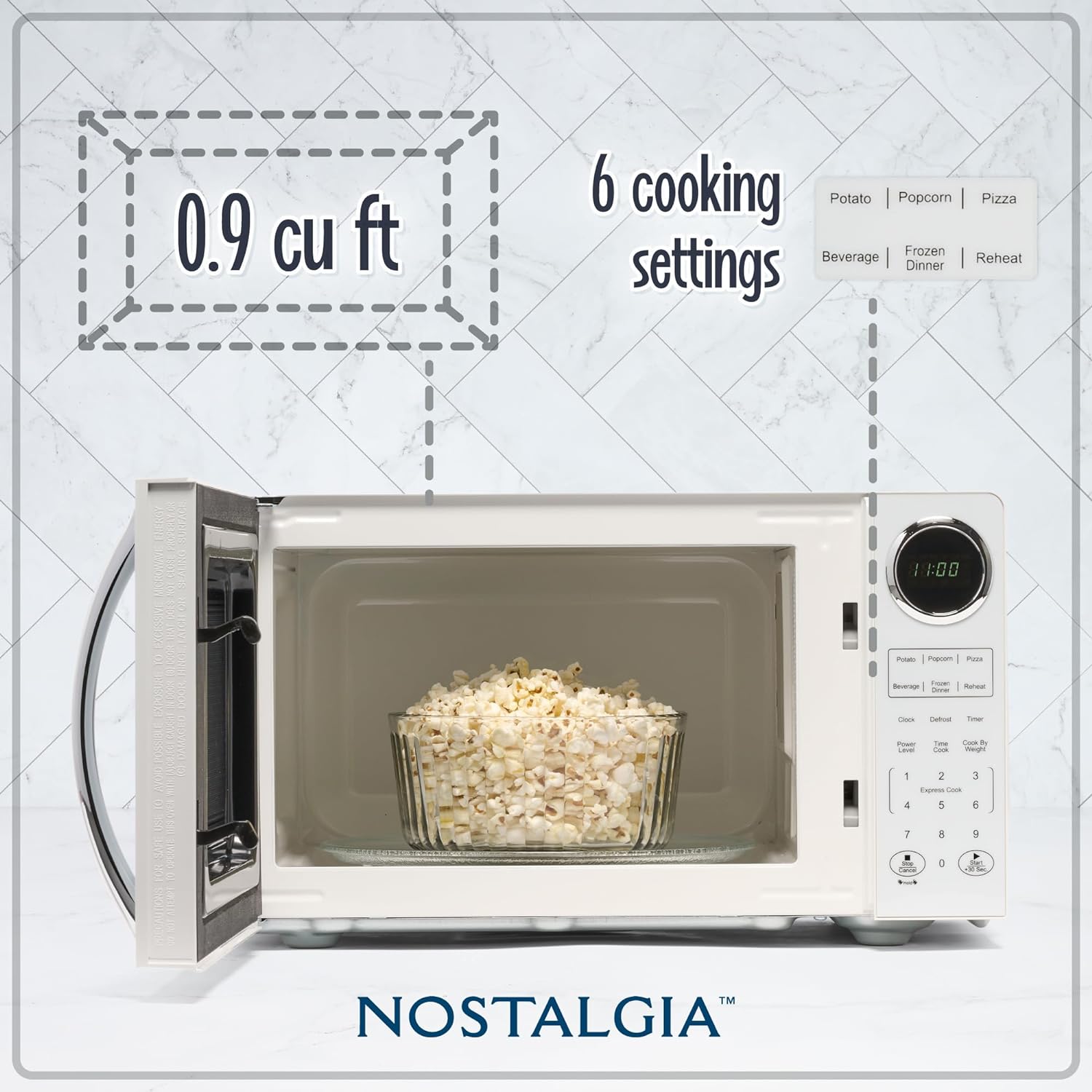 Nostalgia Retro Compact Countertop Microwave Oven - 0.7 Cu. Ft. - 700-Watts with LED Digital Display - Child Lock - Easy Clean Interior - Aqua
