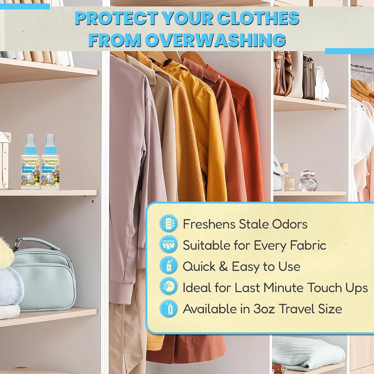Grandma's Secret Spot Remover Laundry Spray - Chlorine, Bleach and Toxin-Free Fabric Stain Remover for Clothes - Removes Oil, Paint, Blood and Pet Stains - 16 Oz, 2 Pack
