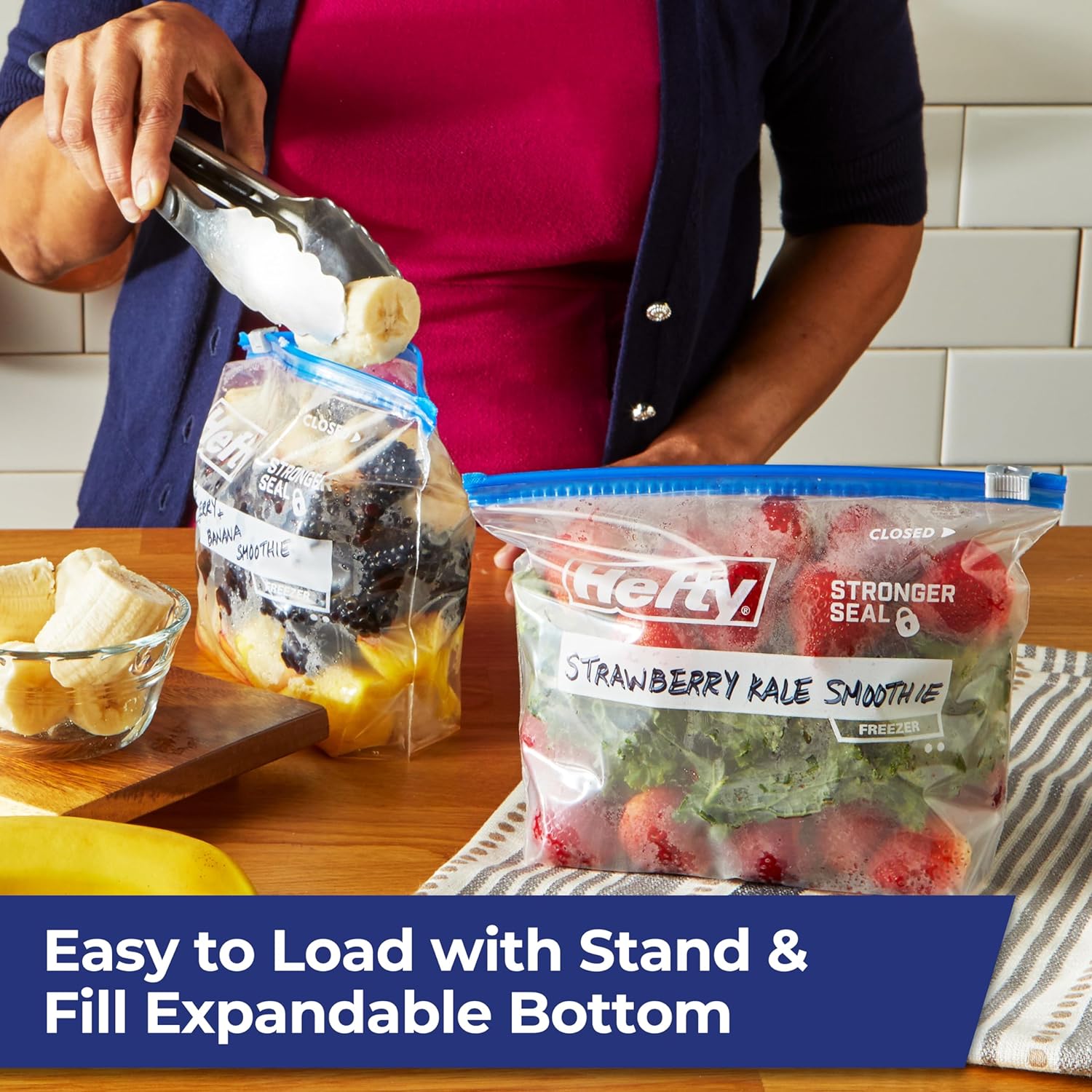 Hefty Slider Freezer Storage Bags, Gallon Size, 56 Count