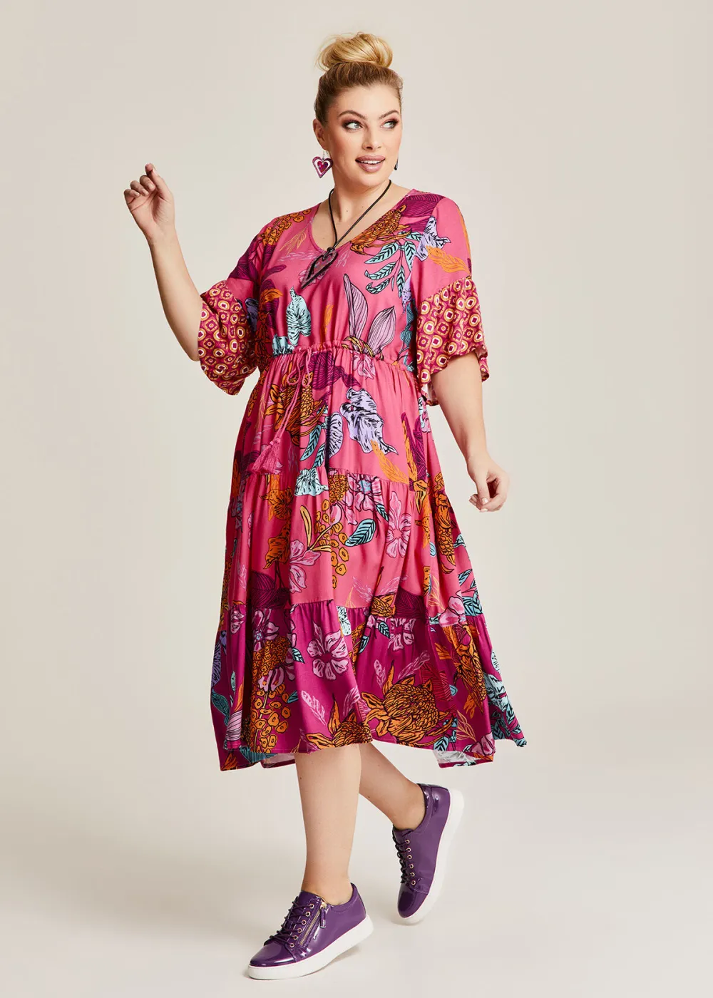 Natural Floral Geo Mix Dress
