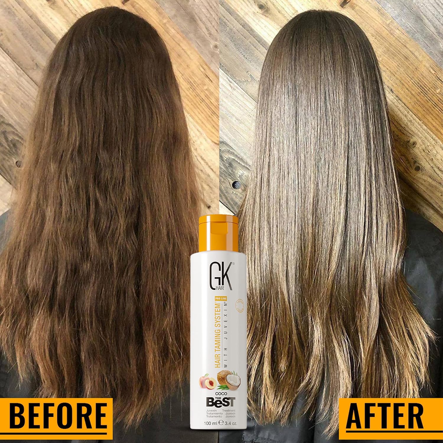 GK HAIR Global Keratin The Best (3.4 Fl Oz/100ml) Smoothing Keratin Hair Treatment - Professional Brazilian Complex Blowout Straightening For Silky Smooth & Frizz Free Hair