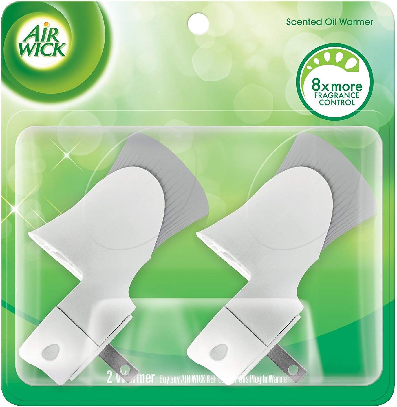 Air Wick plug in Scented Oil Warmer, White, Essential Oils, Air Freshener, 2 Count (Pack of 1)