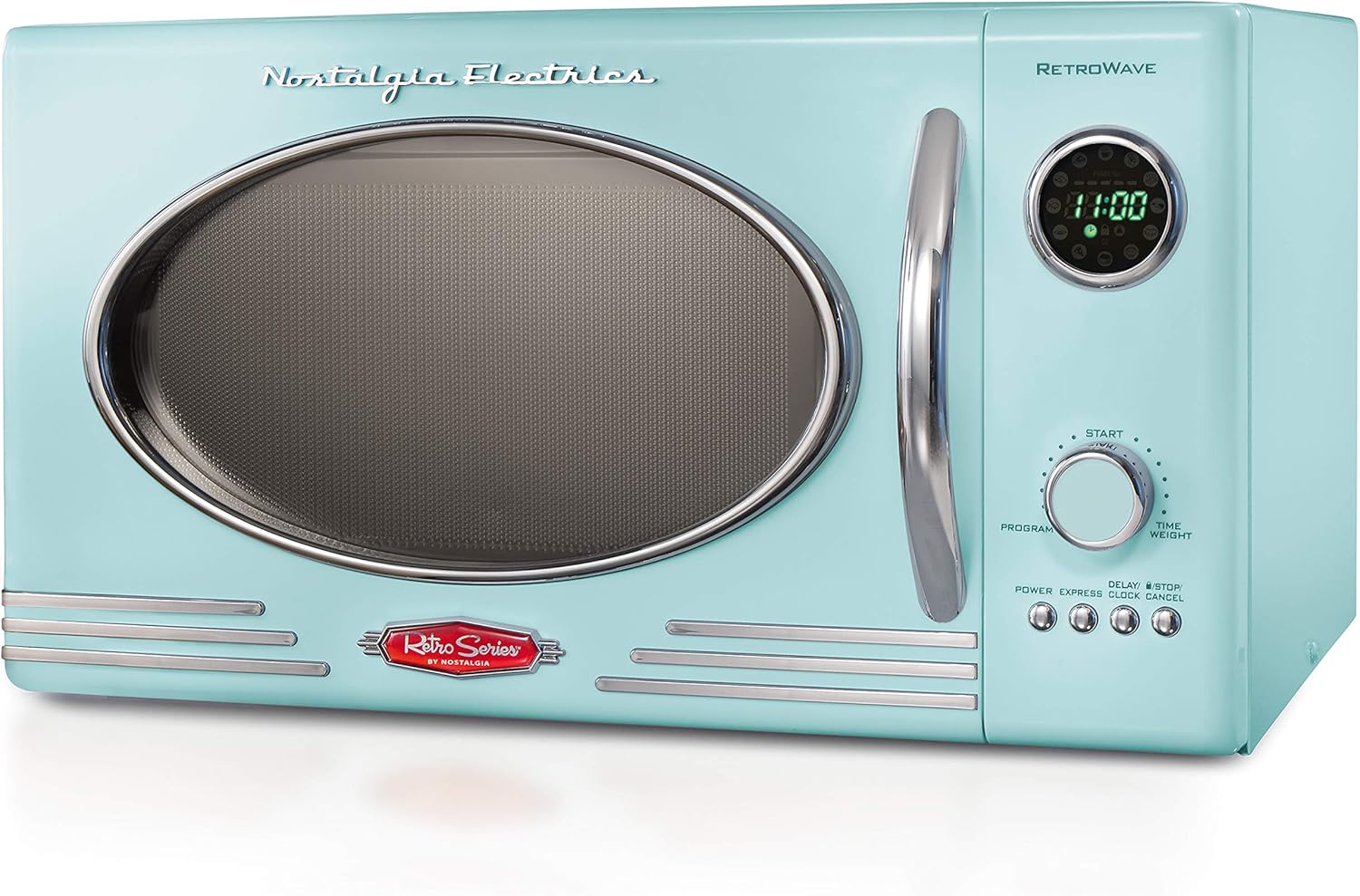 Nostalgia Retro Compact Countertop Microwave Oven - 0.7 Cu. Ft. - 700-Watts with LED Digital Display - Child Lock - Easy Clean Interior - Aqua