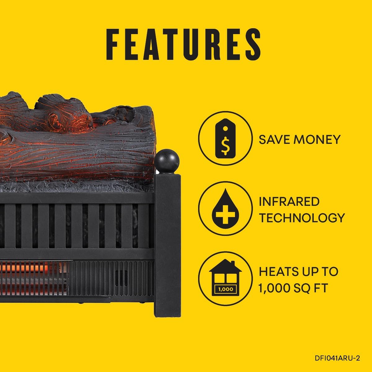 duraflame Electric Log Set 400 Sq Ft Heater, Faux Logs Insert with Lifelike Flames for Existing Fireplaces, Remote Control Included