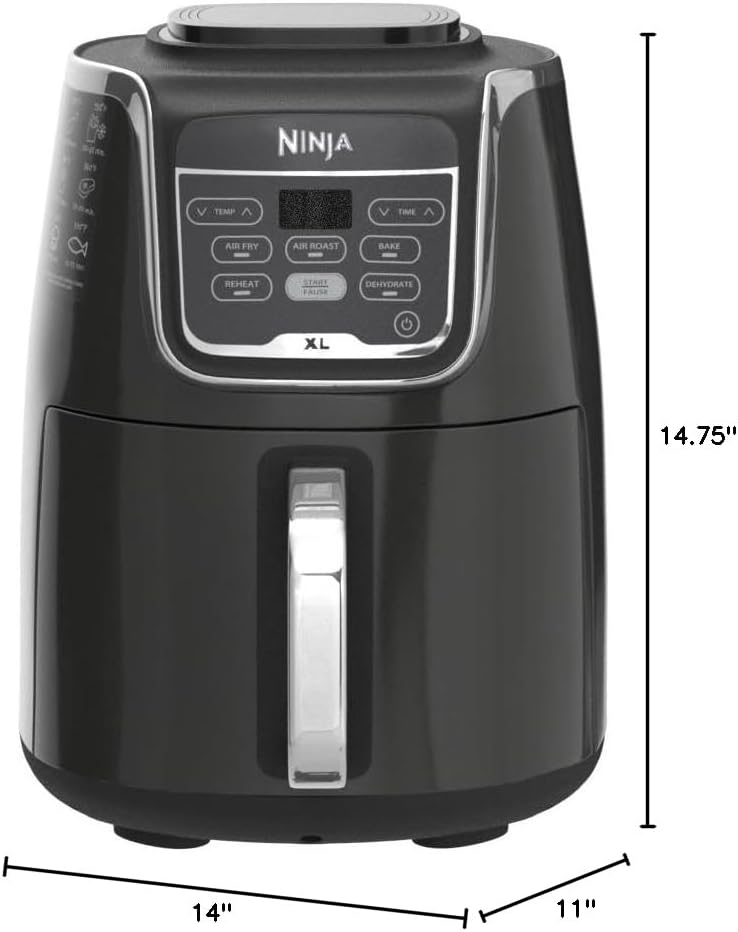 Ninja Air Fryer, Roast, Bake, Air Fry, Roast, Broil, Reheats, & Dehydrates, 4-in-1, Fries, Frozen Food, Veggies, and Juicy Meat, Less Oil, Easy Meals, Healthy Meals