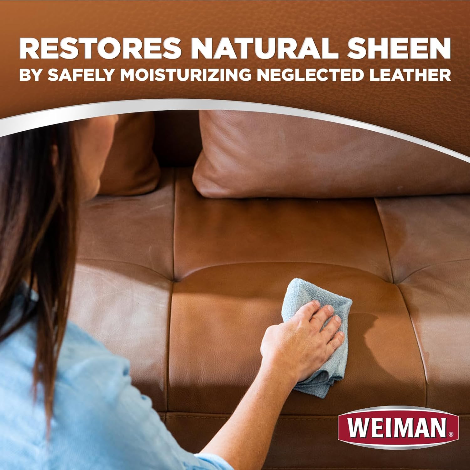 Weiman Leather Cleaner, Polish and Conditioner for Furniture, Car, Purses, Shoes, Boots and Couches- Micro Fiber Towel Included, 22oz
