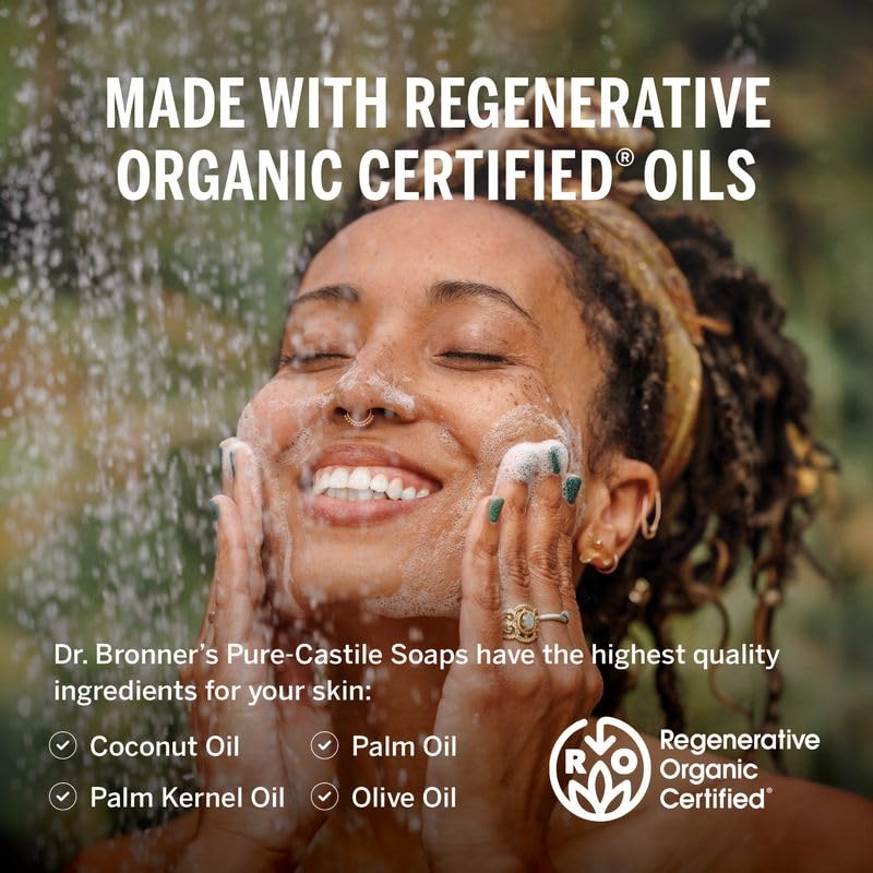 Dr. Bronner's - Pure-Castile Liquid Soap (Baby Unscented, 8 Ounce) - Made with Organic Oils, 18-in-1 Uses: Face, Hair, Laundry, Dishes, For Sensitive Skin, Babies, No Added Fragrance, Vegan, Non-GMO