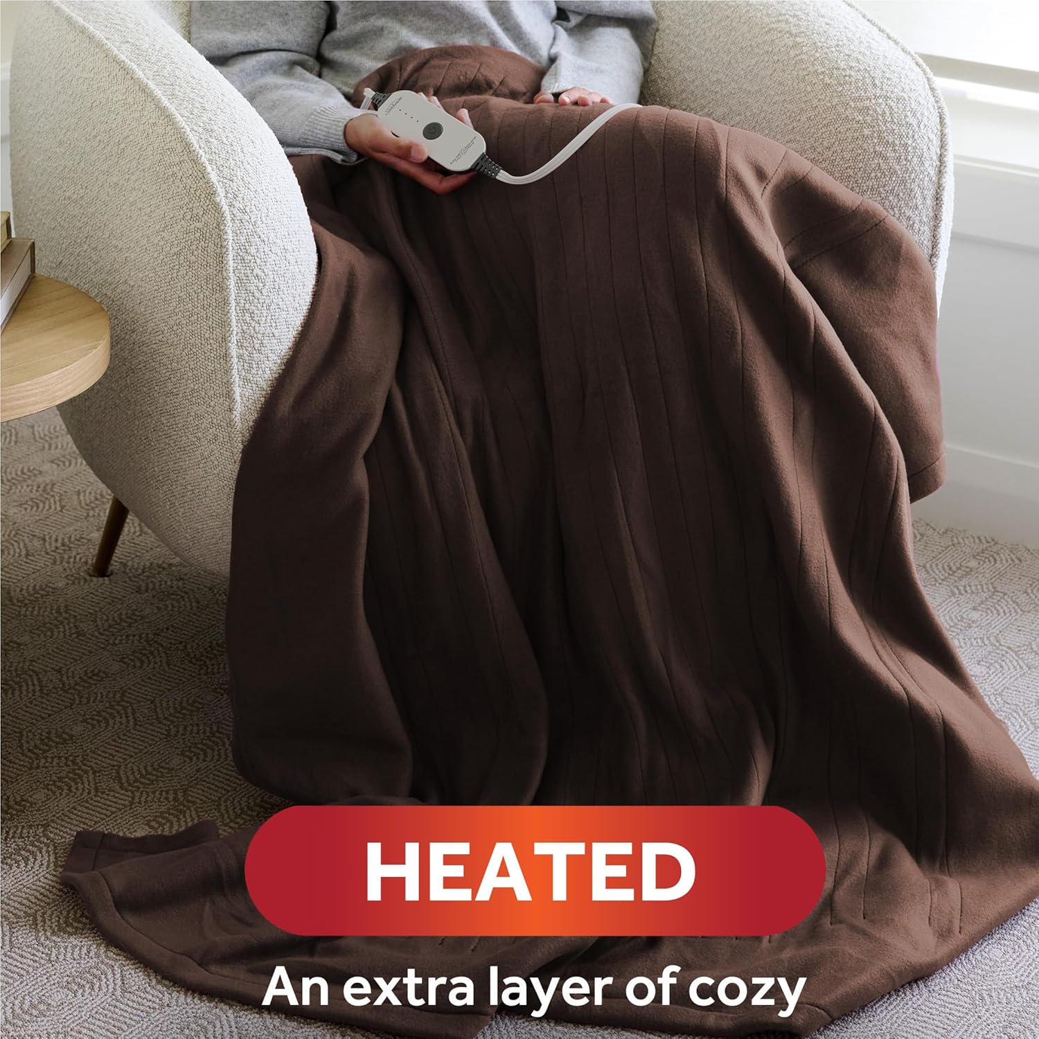 Sunbeam Royal Ultra Rodeen Blue Plaid Heated Personal Throw / Blanket, Cozy-Warm, Adjustable Heat Settings