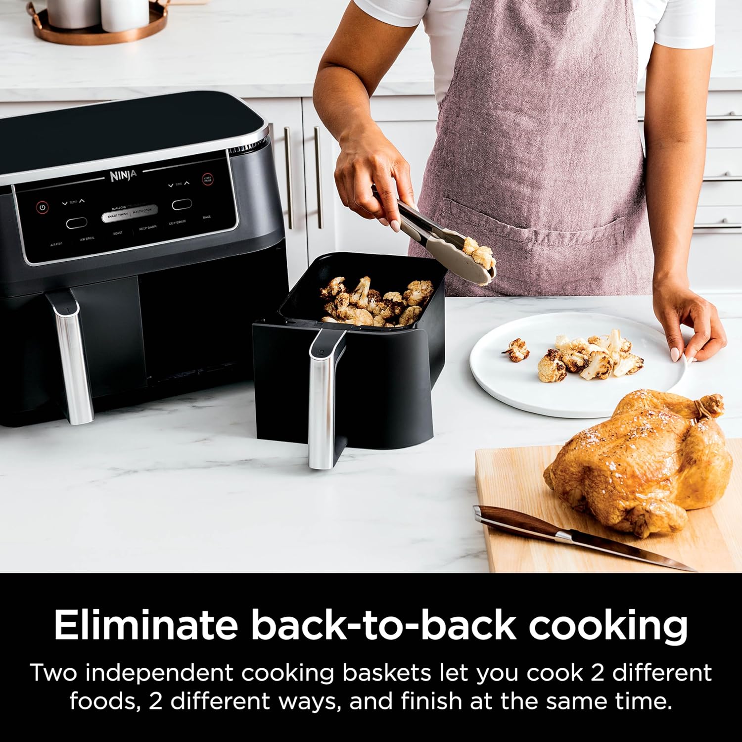 Ninja Air Fryer, Thermometer, Roast, Bake, Air Fry, Crisps, Broil, Reheats, Keep Warm, 10-in-1, Fries, Frozen Food, Veggies, and Meat, Quick Meals, Healthy Meals, Less Oil