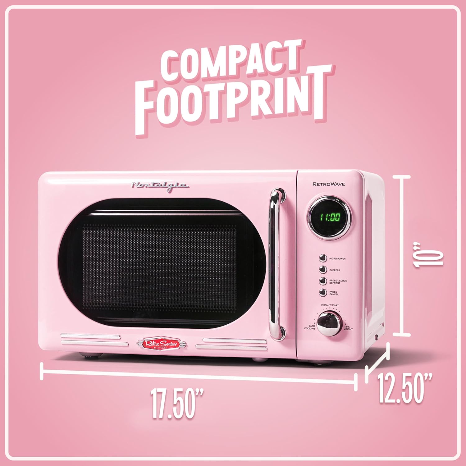 Nostalgia Retro Compact Countertop Microwave Oven - 0.7 Cu. Ft. - 700-Watts with LED Digital Display - Child Lock - Easy Clean Interior - Aqua