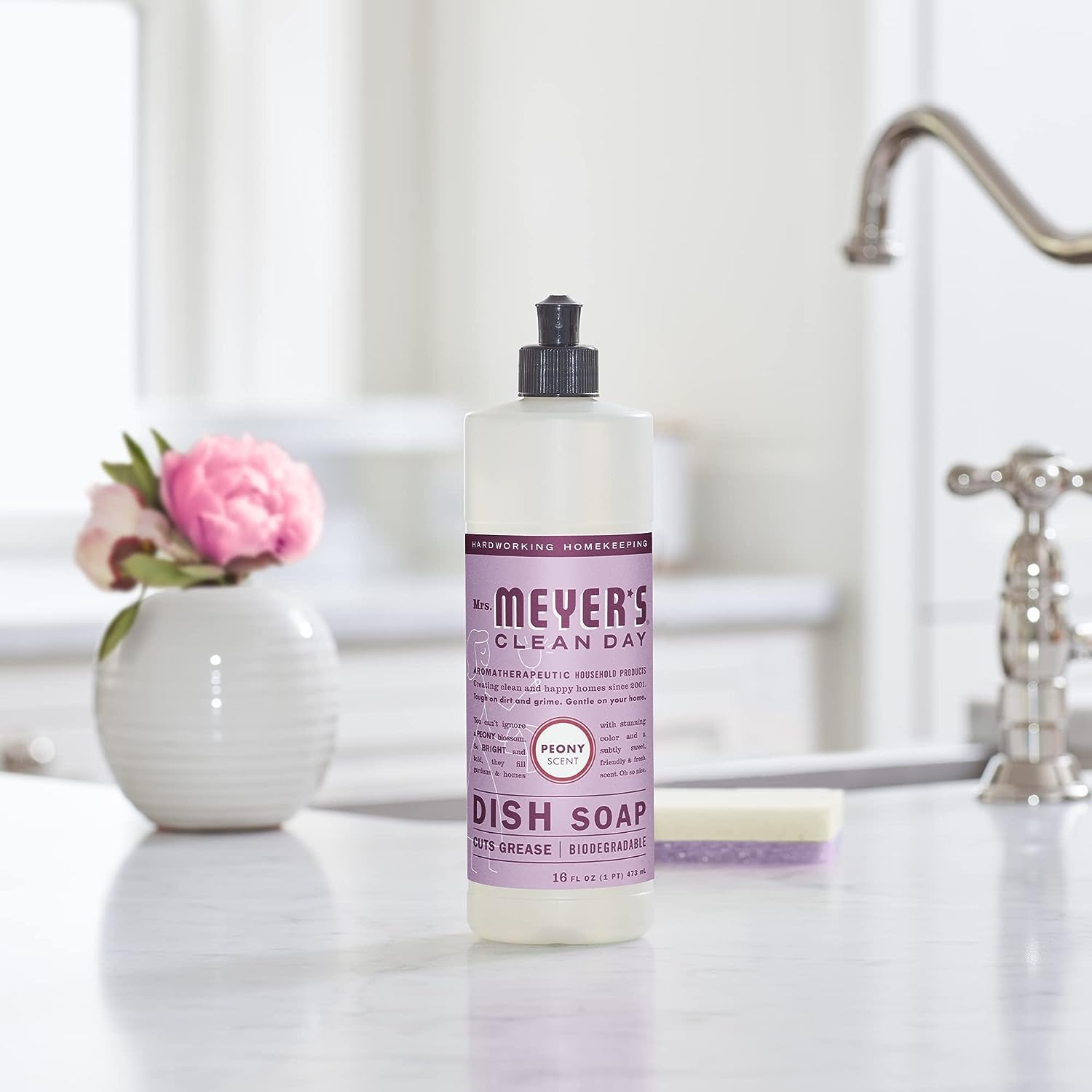 MRS. MEYER'S CLEAN DAY Liquid Dish Soap Refill, Biodegradable Formula, Honeysuckle, 48 fl. oz