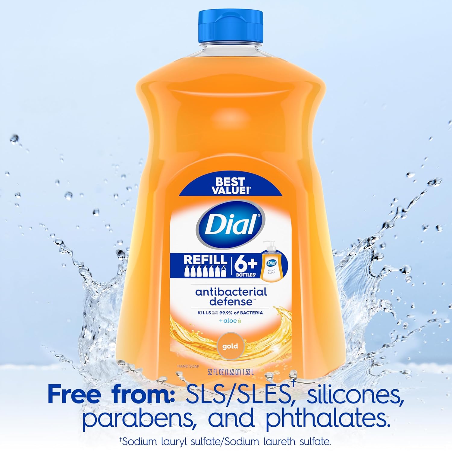 Dial Antibacterial Liquid Hand Soap Refill, Spring Water, 52 fl oz Pack of 3